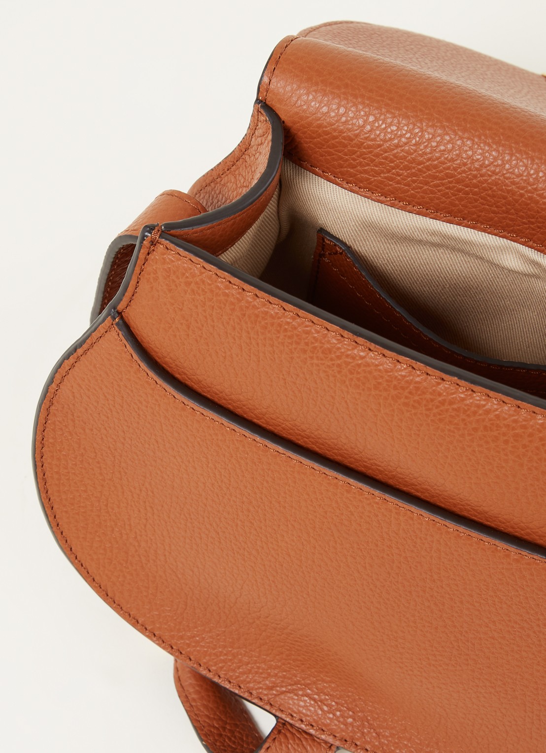 Chloé Marcie Small crossbodytas van kalfsleer - detail roestbruin