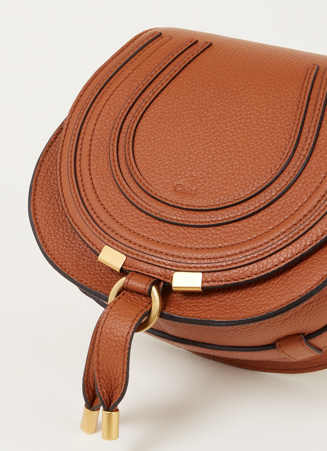 Chloé Marcie Small crossbodytas van kalfsleer - detail 3 roestbruin