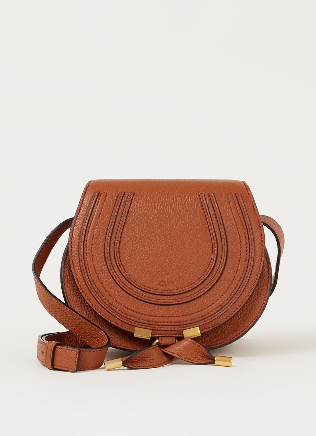 Chloé Marcie Small crossbodytas van kalfsleer - voorkant 4 roestbruin