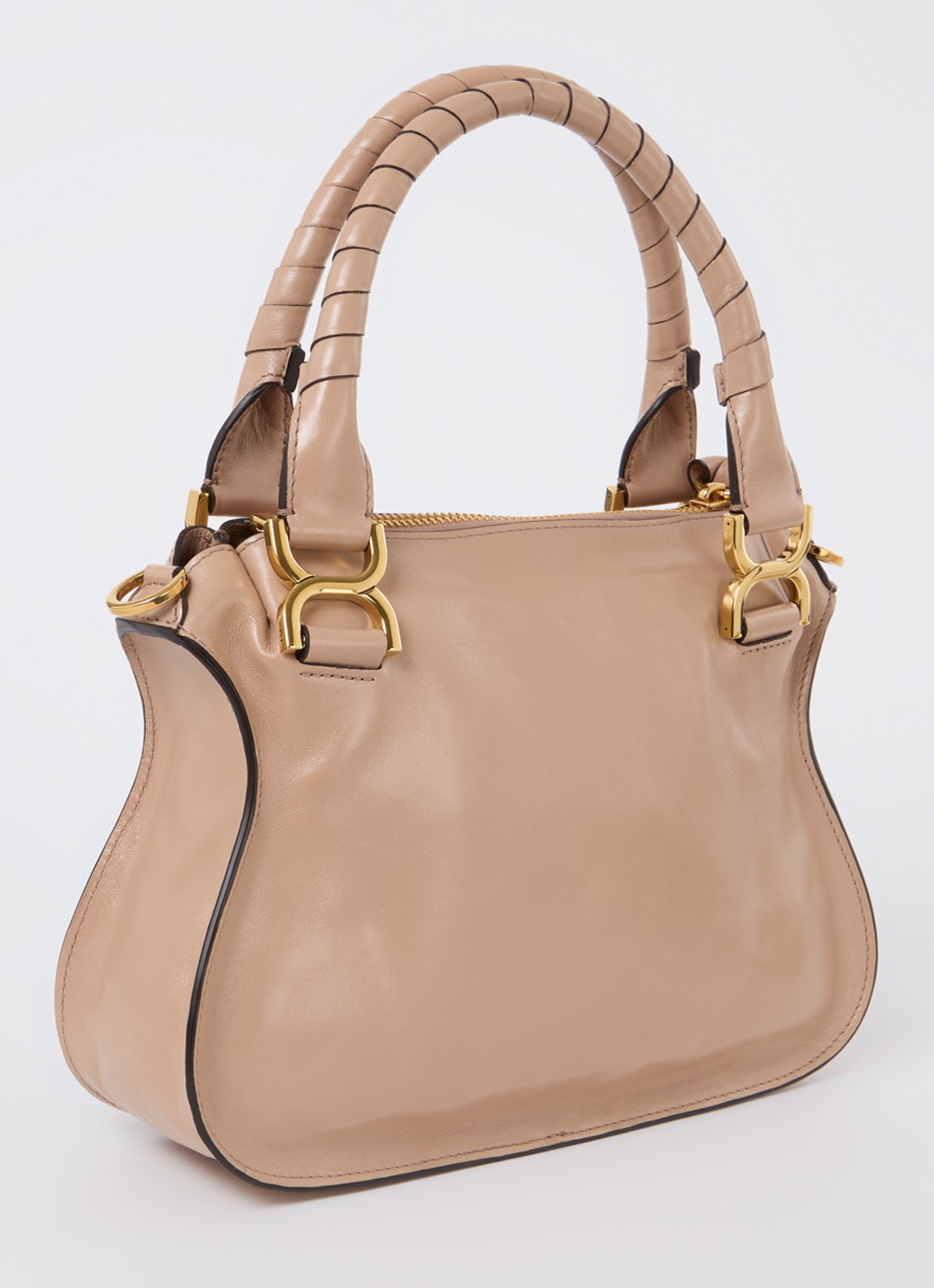 Chloé Marcie Small handtas van kalfsleer - achterkant 4 donkerbeige