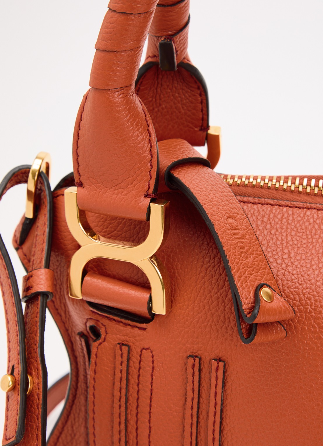 Chloé Marcie Small handtas van kalfsleer - detail 4 steenrood
