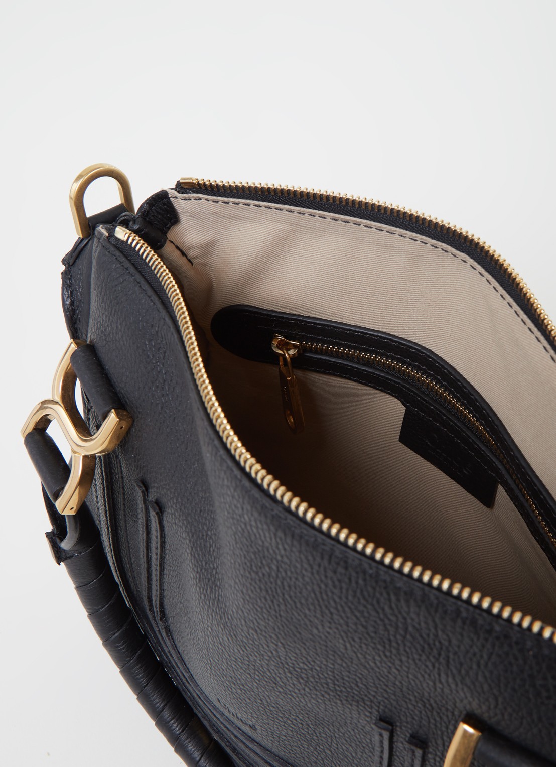 Chloé Marcie Small handtas van kalfsleer - detail zwart