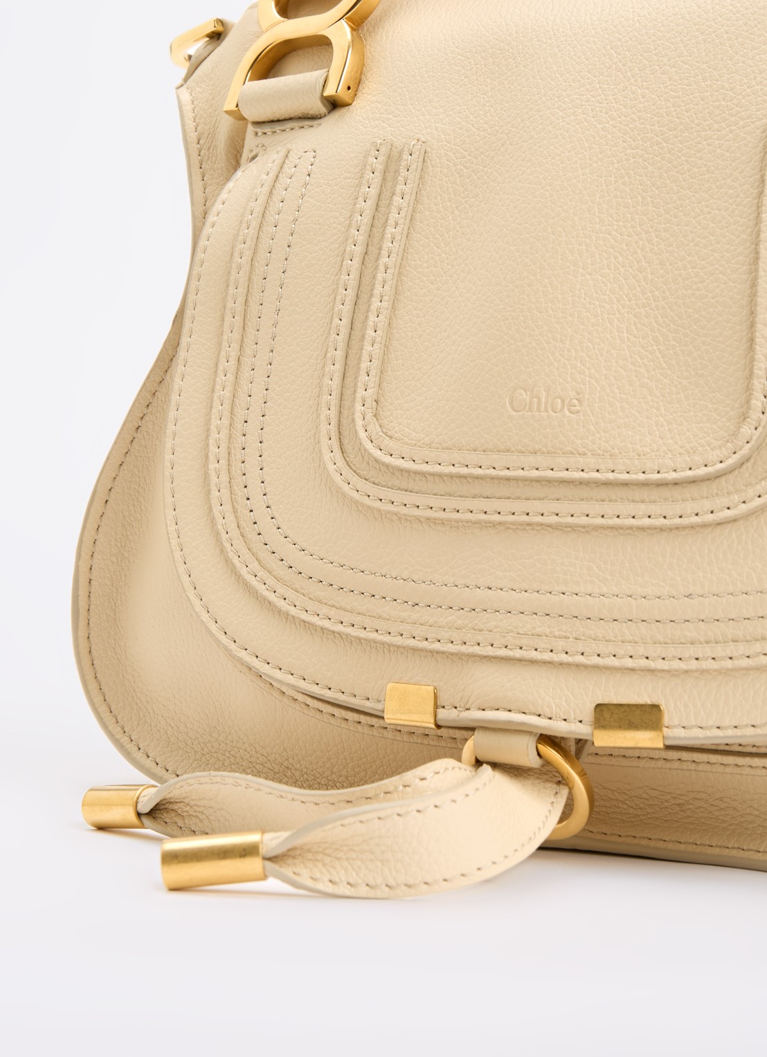 Chloé Marcie Small handtas van kalfsleer - detail 6 lichtgeel
