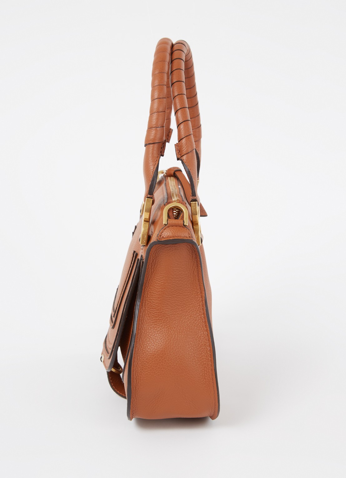 Chloé Marcie Small handtas van kalfsleer - detail 3 cognac