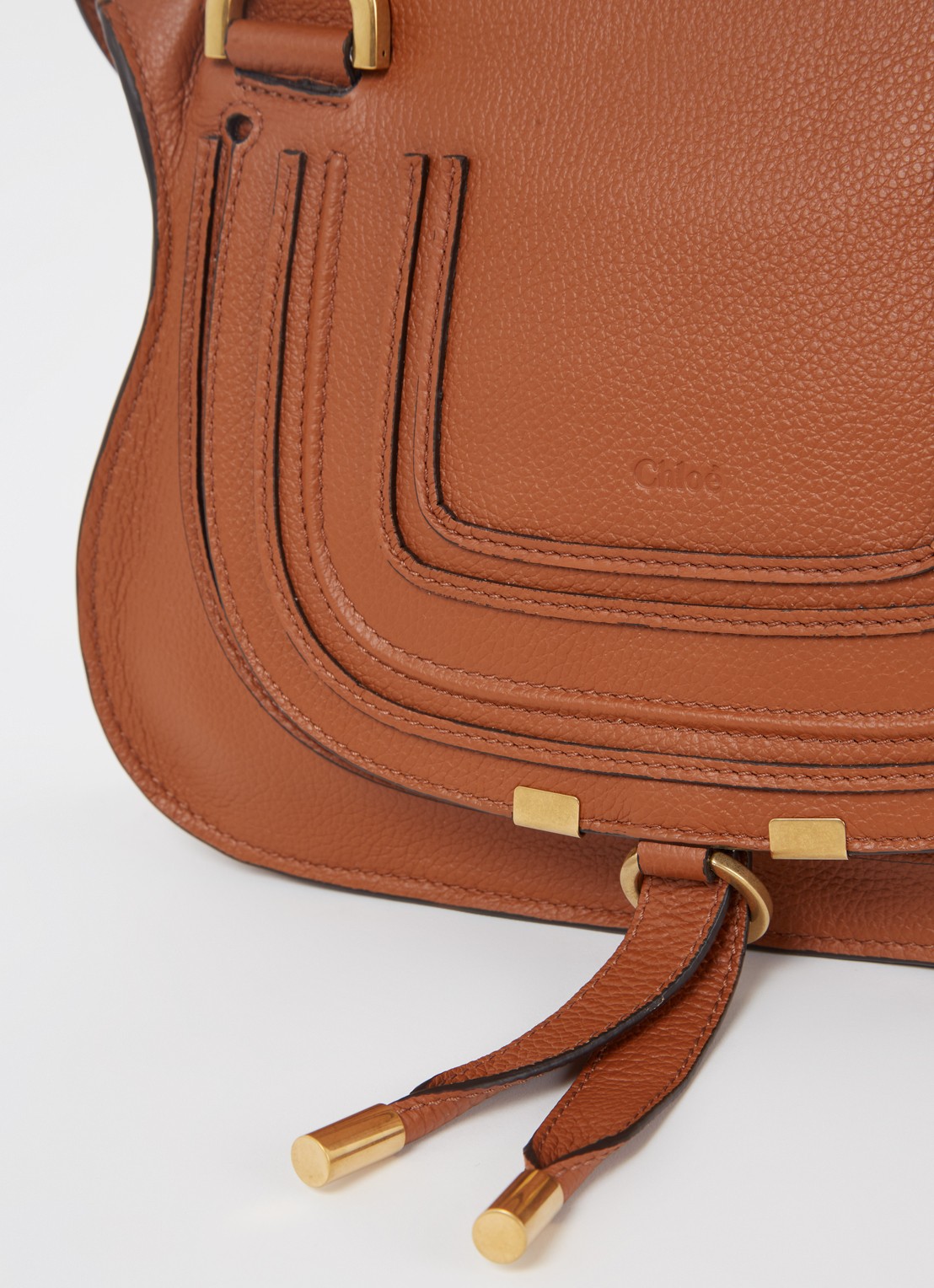 Chloé Marcie Small handtas van kalfsleer - detail 4 cognac
