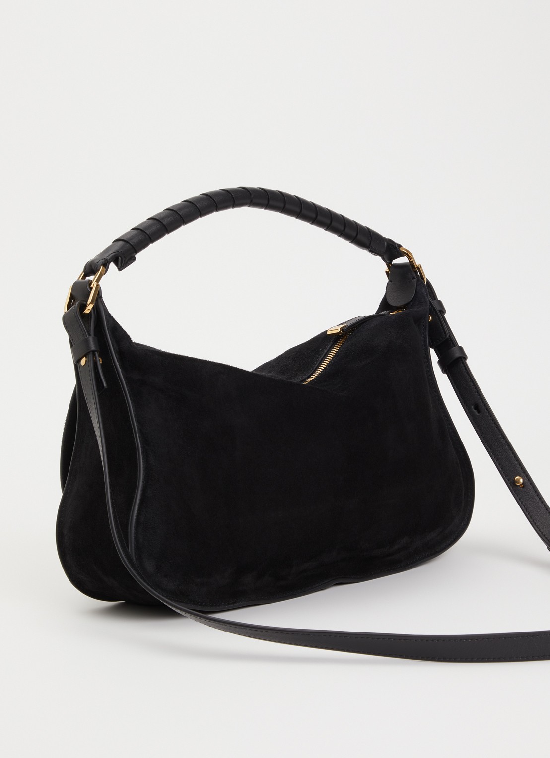Chloé Marcie Small handtas van suède met studs  - achterkant 5 zwart