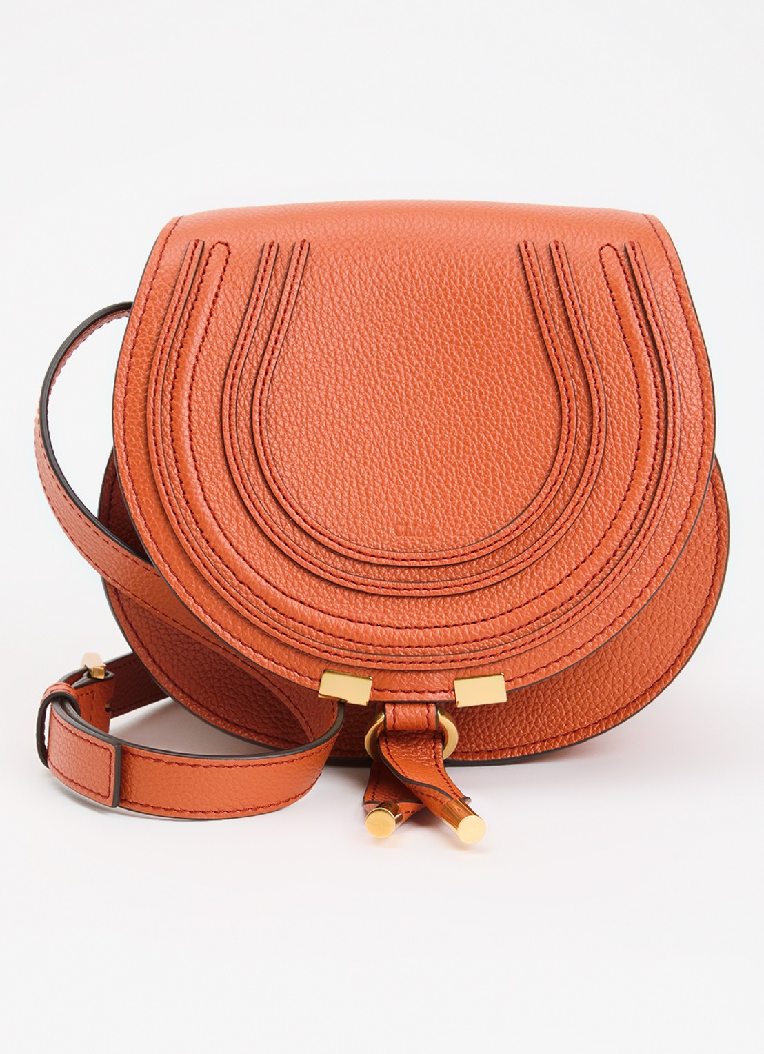 Chloé Marcie small schoudertas van leer  - voorkant 2 orange