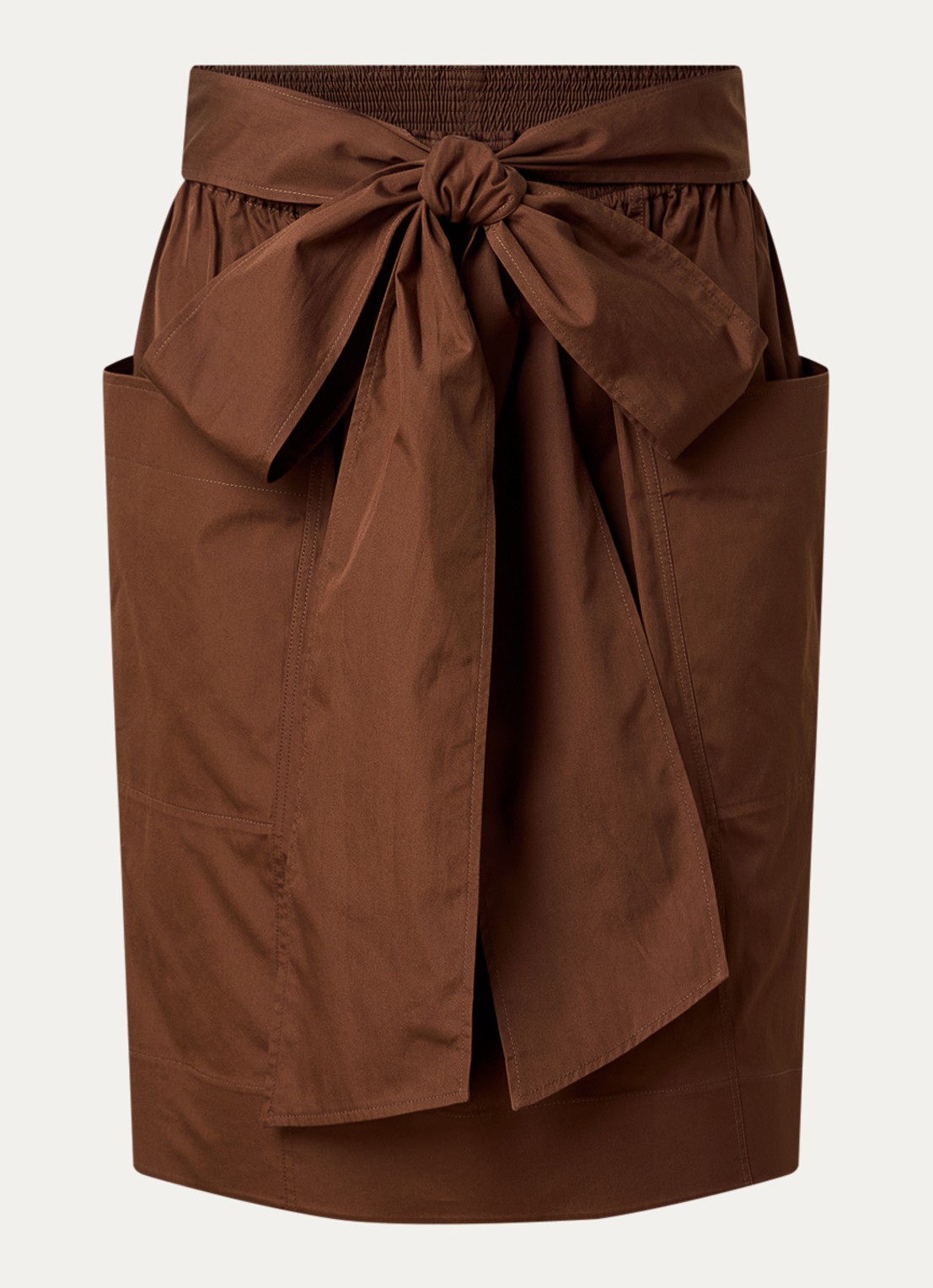 Chloé Midi rok met strikceintuur en opgestikte zakken - voorkant 2 cognac
