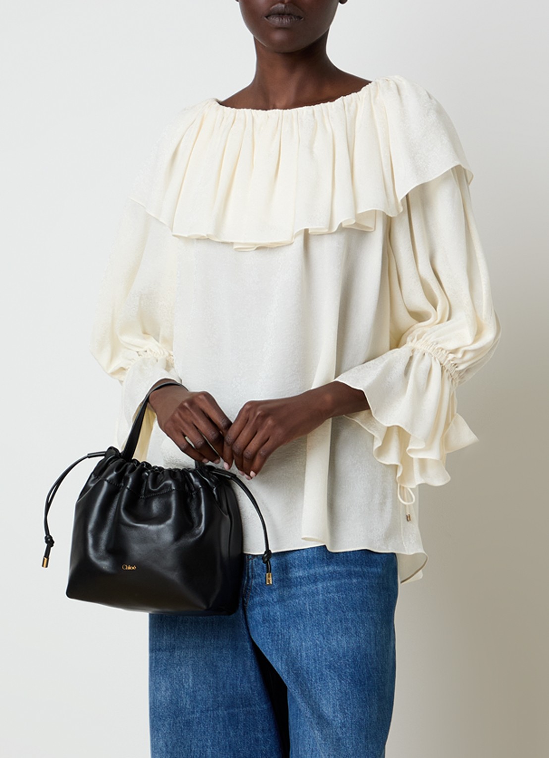 Chloé Mini Chloé Icons schoudertas van lamsleer - voorkant 2 zwart