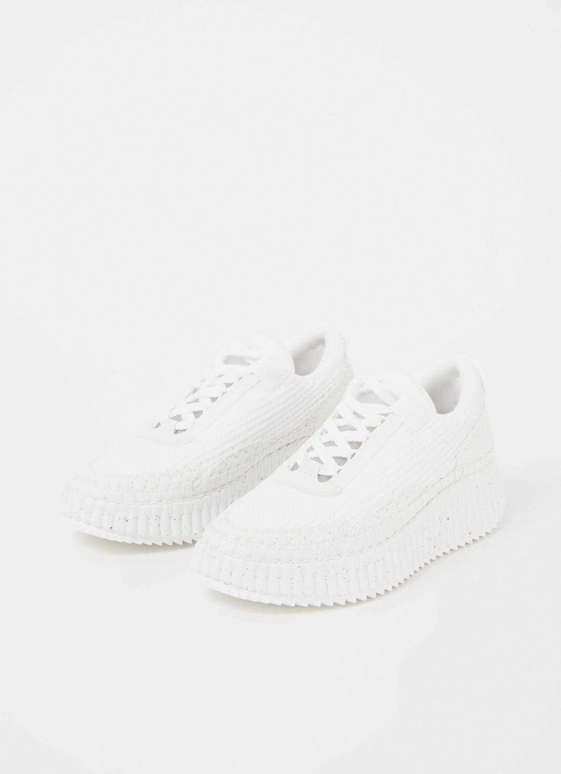 Chloé Nama sneaker met gebreid bovenwerk en suède details - detail wit