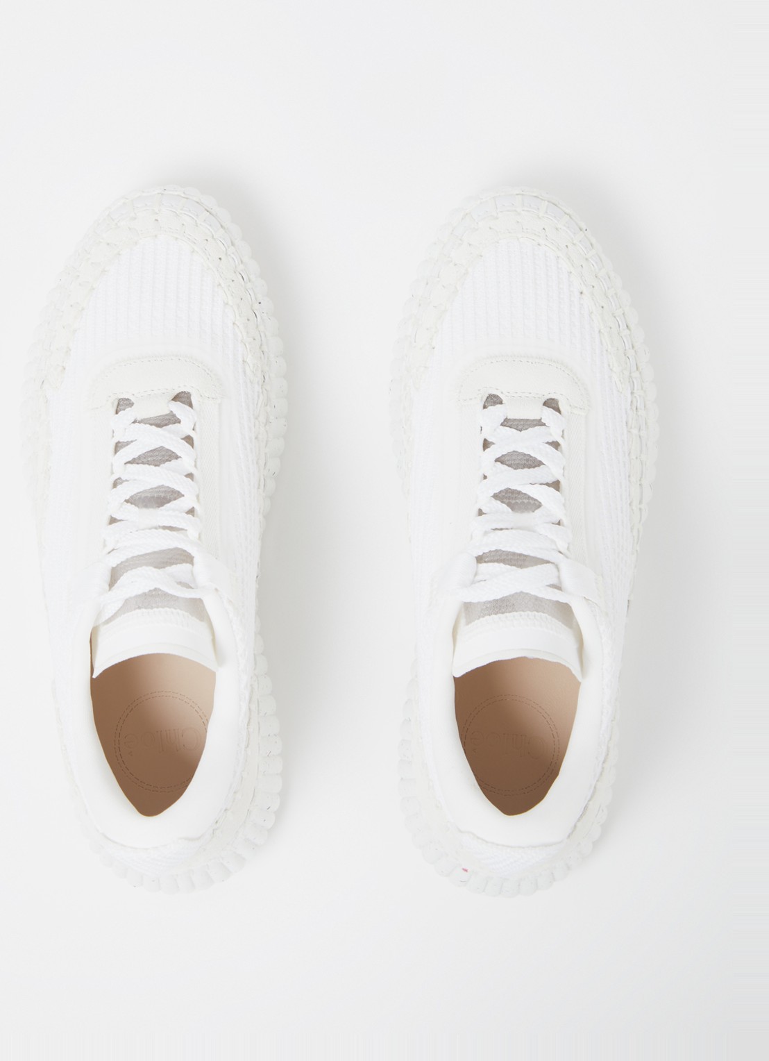 Chloé Nama sneaker met gebreid bovenwerk en suède details - detail 3 wit
