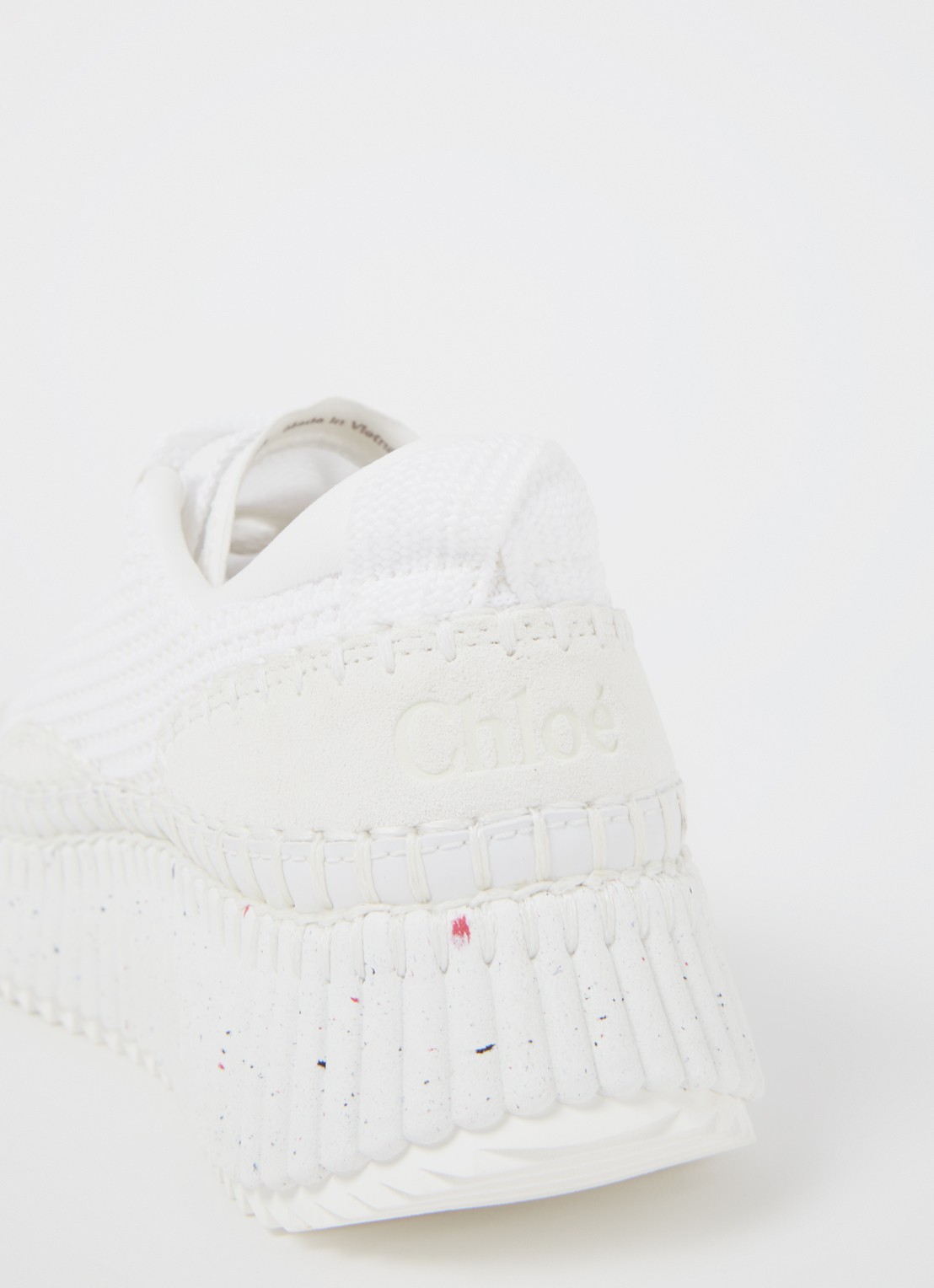Chloé Nama sneaker met gebreid bovenwerk en suède details - detail 4 wit