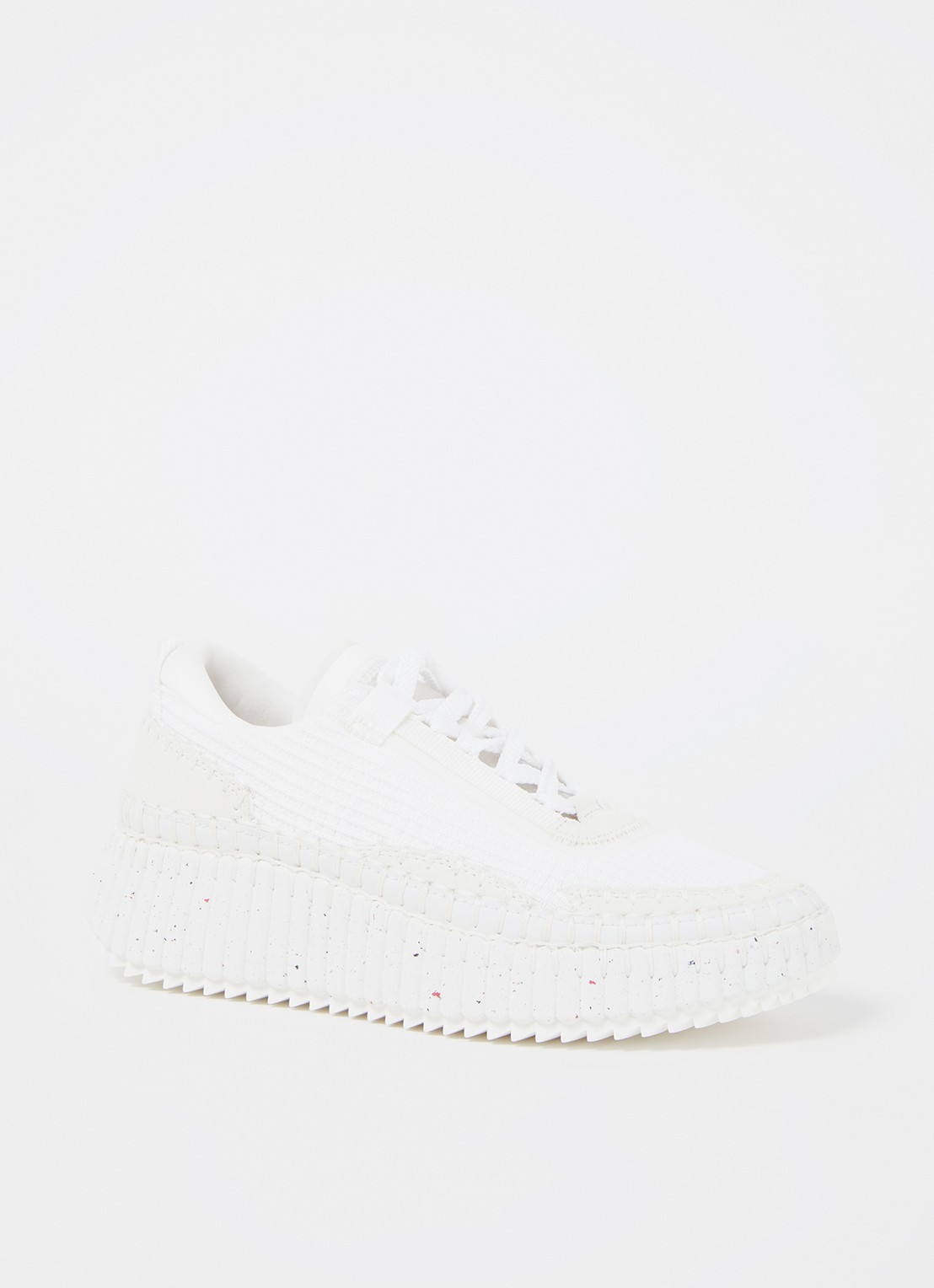 Chloé Nama sneaker met gebreid bovenwerk en suède details - voorkant 6 wit