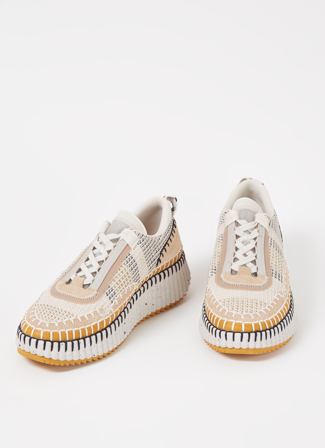 Chloé Nama sneaker met gebreid bovenwerk en suède details - detail beige