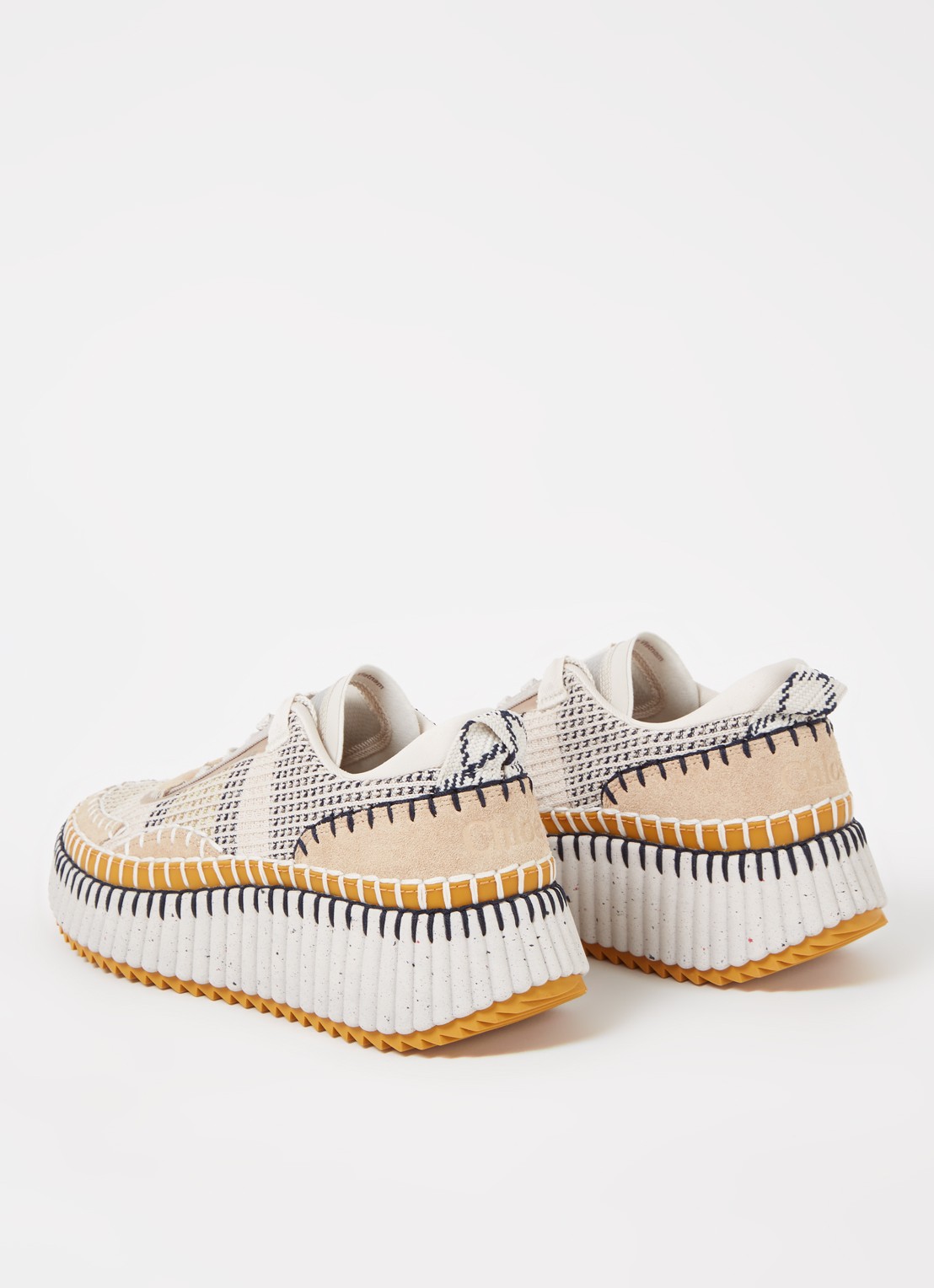 Chloé Nama sneaker met gebreid bovenwerk en suède details - detail 2 beige