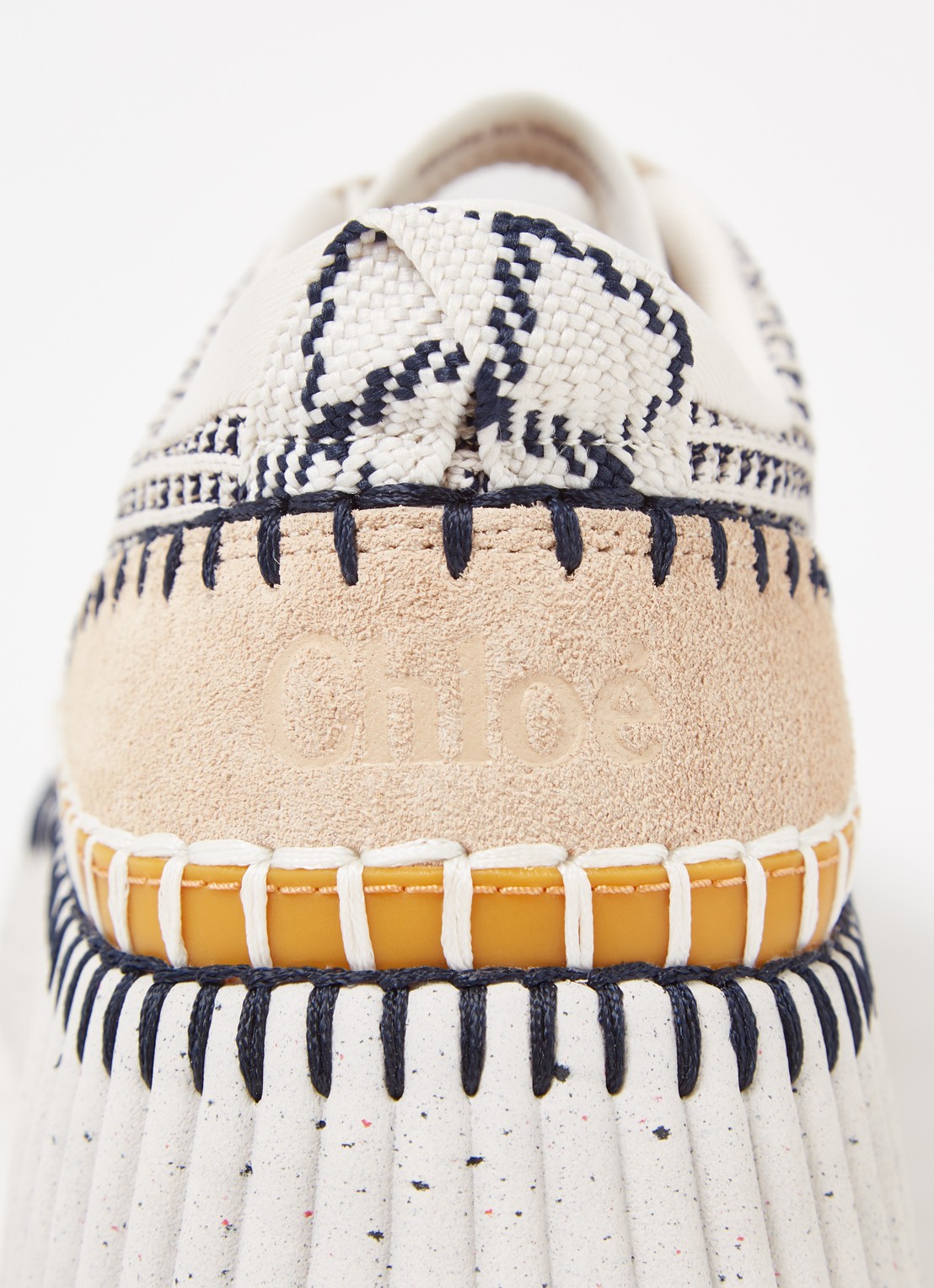 Chloé Nama sneaker met gebreid bovenwerk en suède details - detail 4 beige