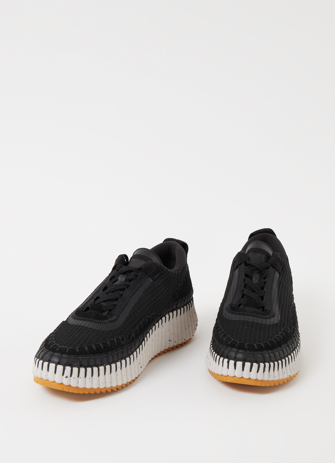 Chloé Nama sneaker met gebreid bovenwerk en suède details - detail zwart