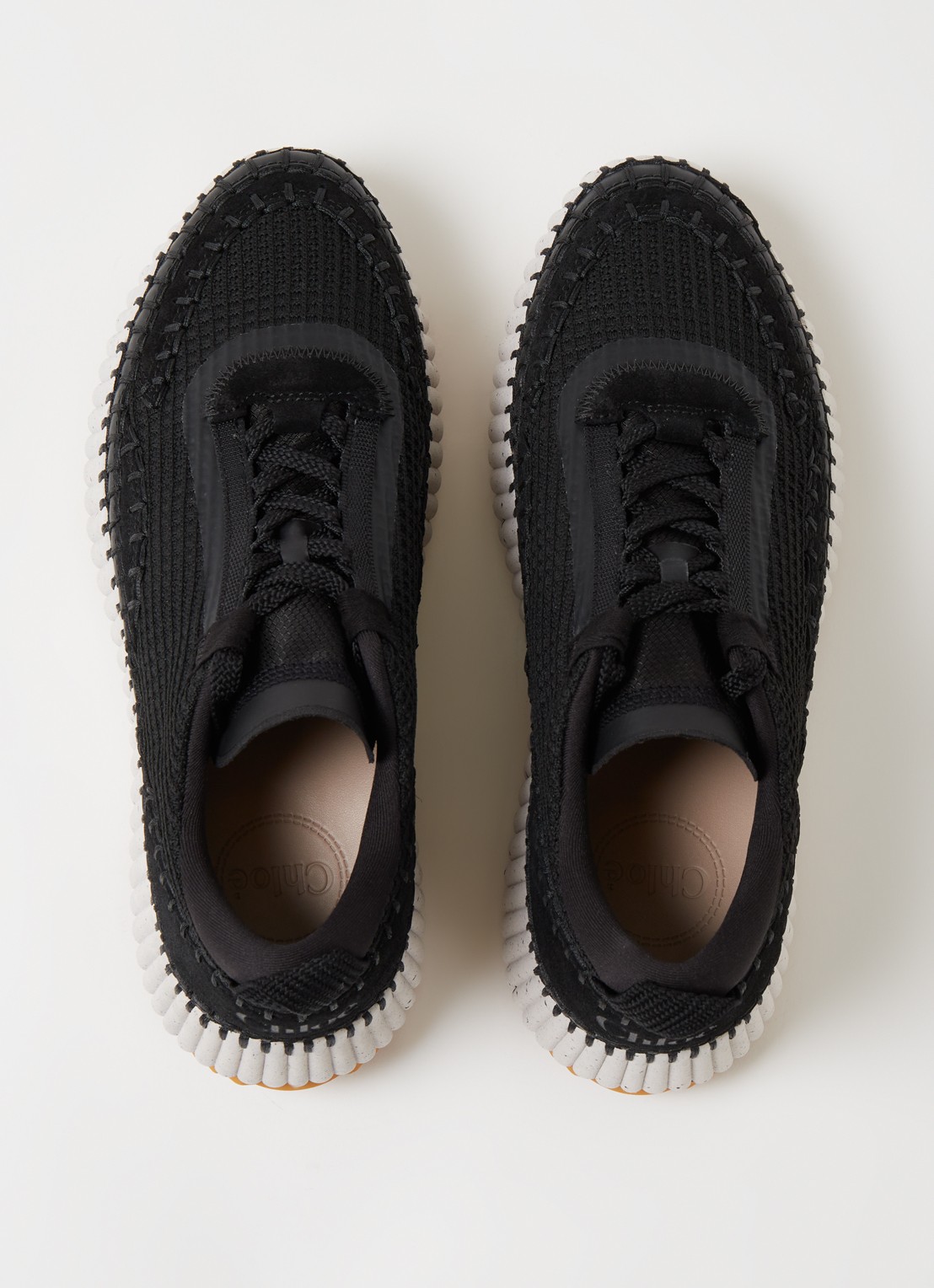 Chloé Nama sneaker met gebreid bovenwerk en suède details - detail 3 zwart