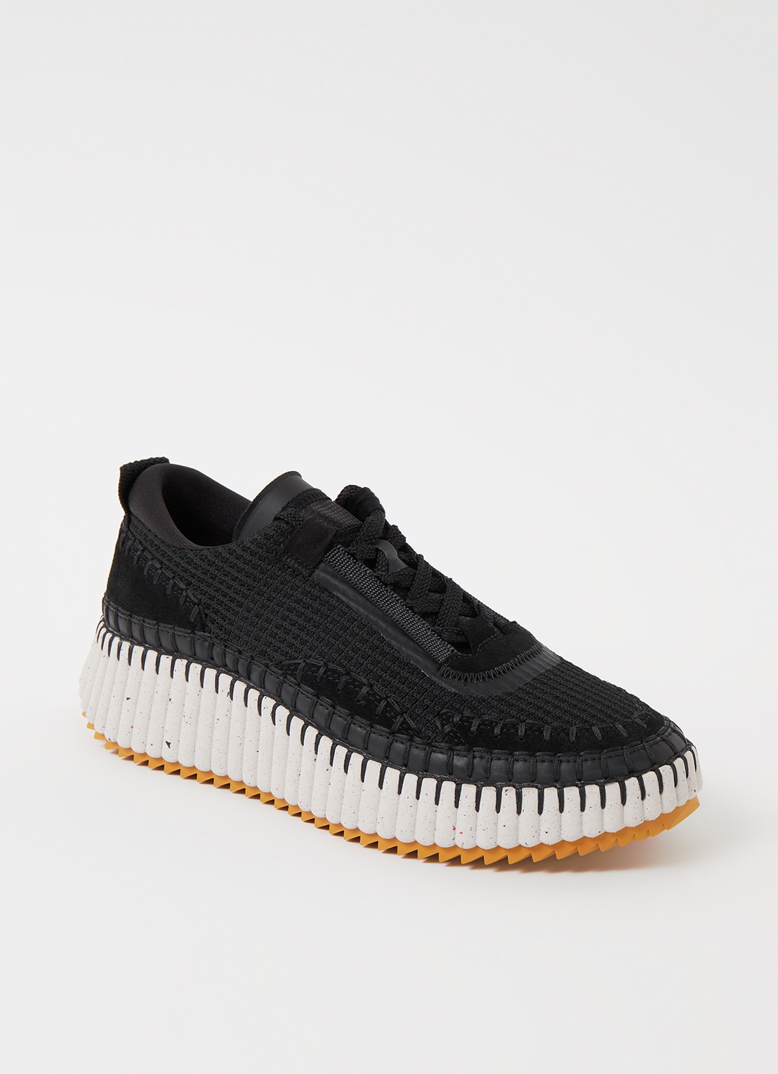 Chloé Nama sneaker met gebreid bovenwerk en suède details - voorkant 6 zwart