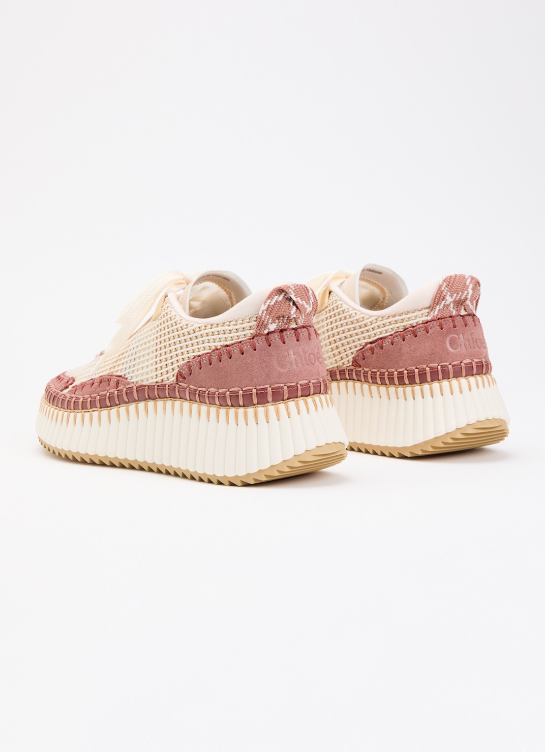 Chloé Nama sneaker met gebreid bovenwerk en suède details - achterkant 6 beige