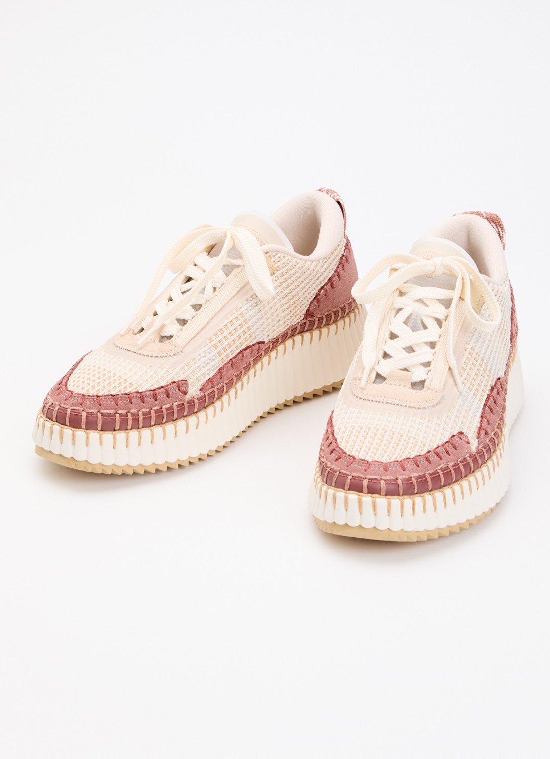Chloé Nama sneaker met gebreid bovenwerk en suède details - detail 2 beige