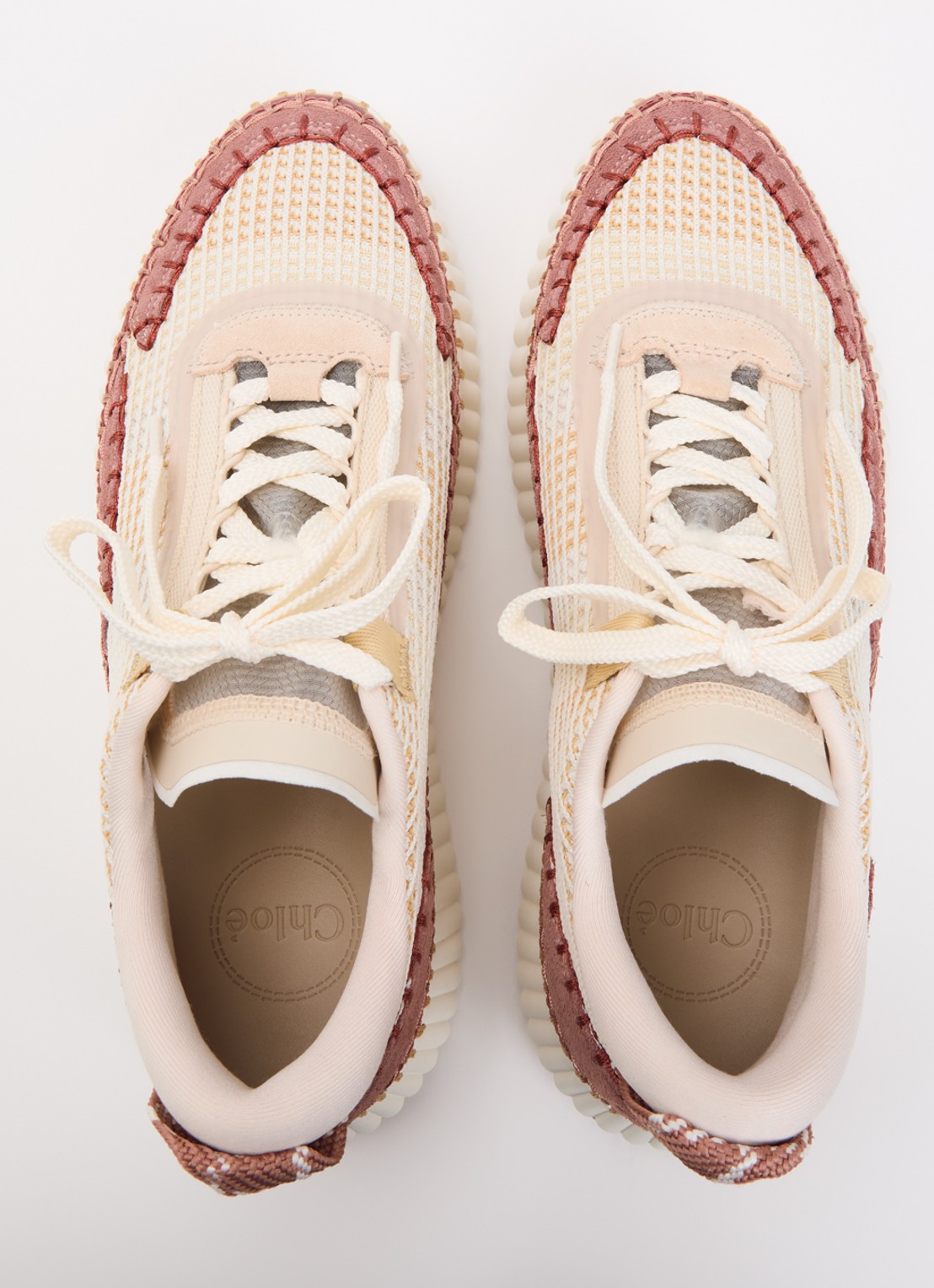 Chloé Nama sneaker met gebreid bovenwerk en suède details - detail 3 beige