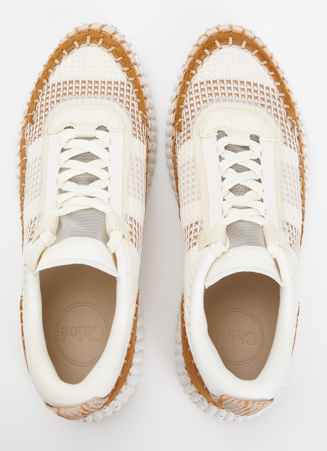 Chloé Nama sneaker van kalfsleer met plateauzool - detail 2 bruin