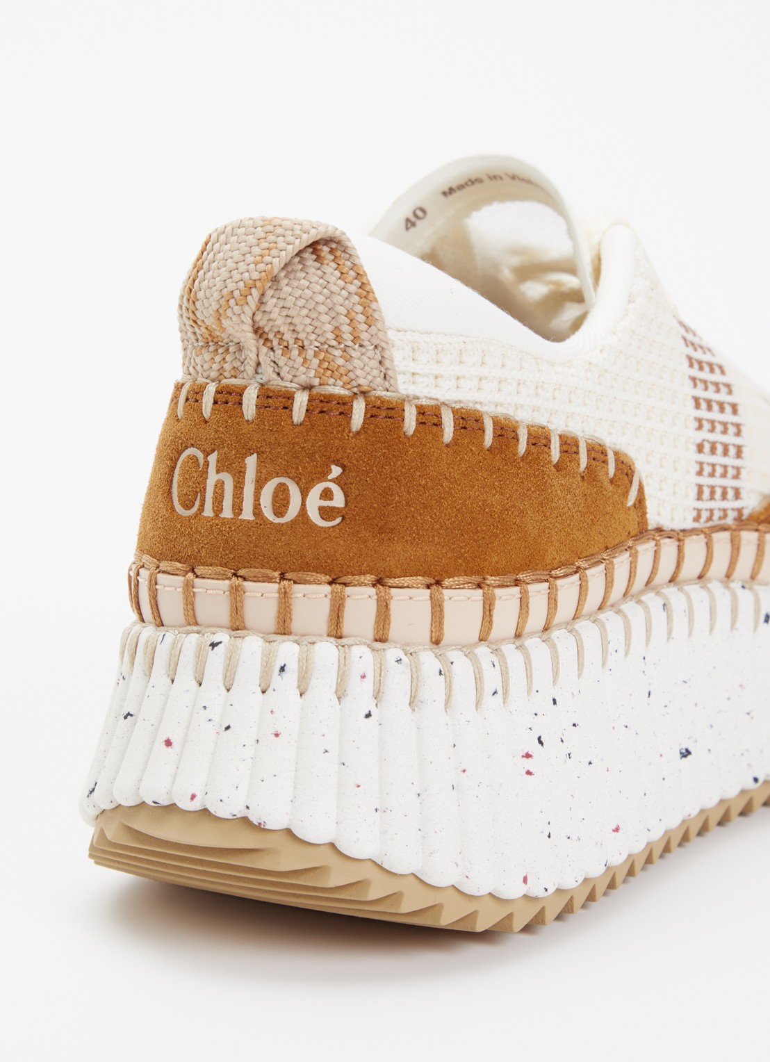 Chloé Nama sneaker van kalfsleer met plateauzool - detail 4 bruin
