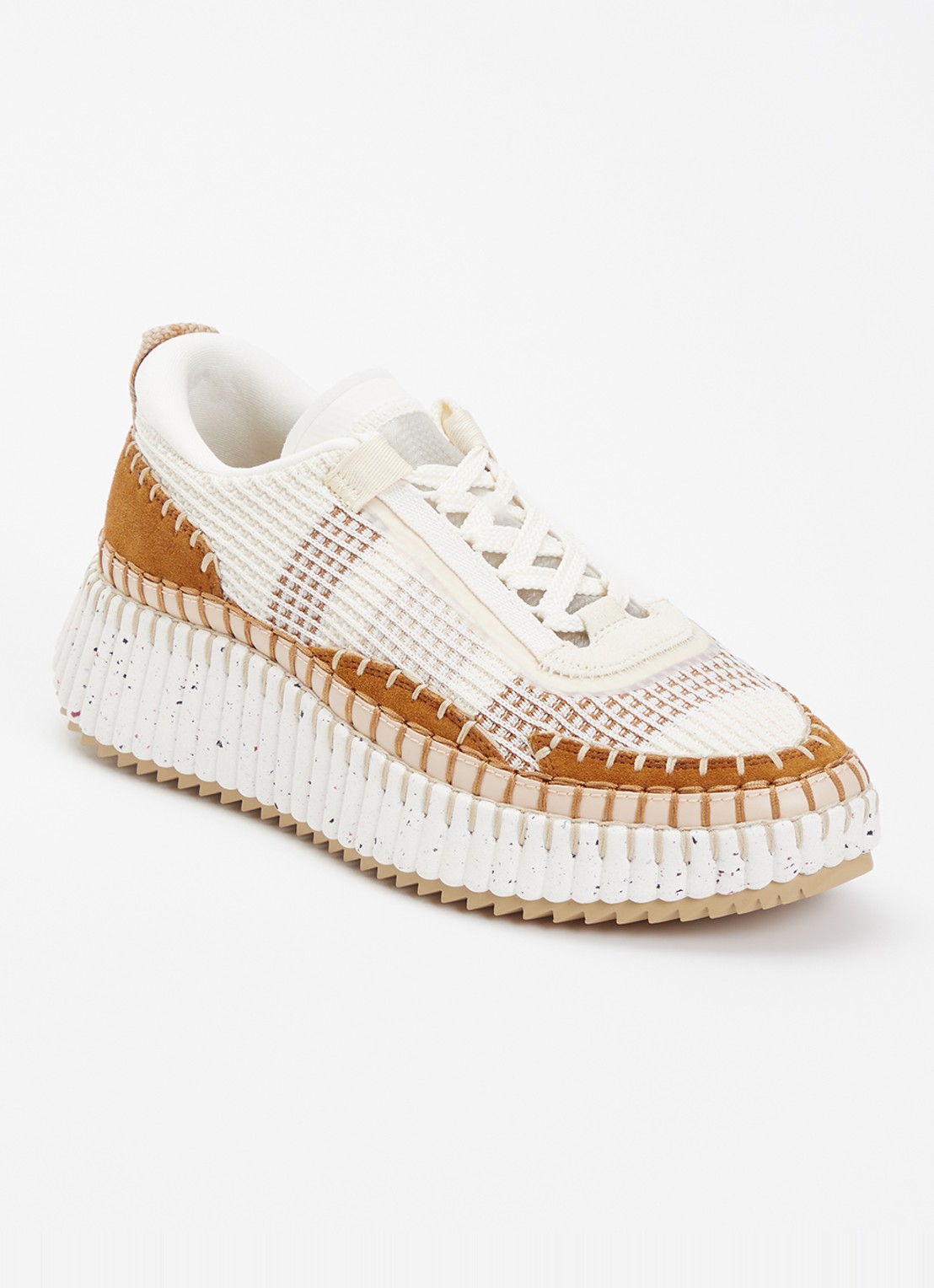 Chloé Nama sneaker van kalfsleer met plateauzool - voorkant 5 bruin