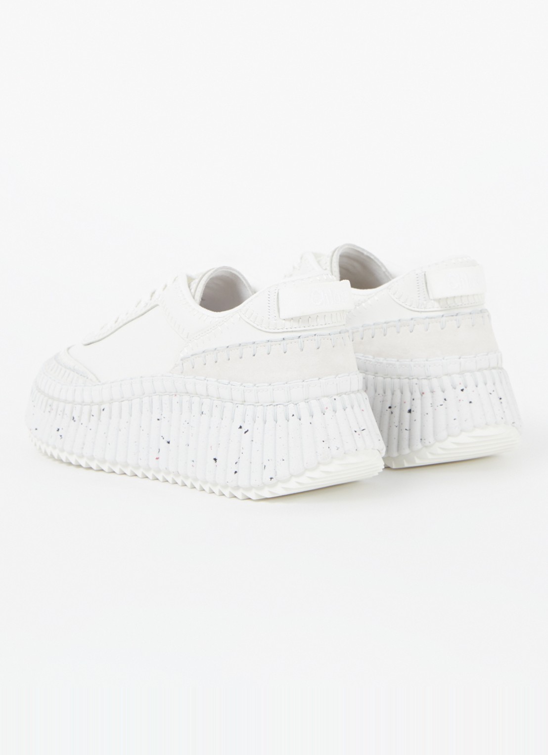 Chloé Nama sneaker van leer met suède details - achterkant 3 wit