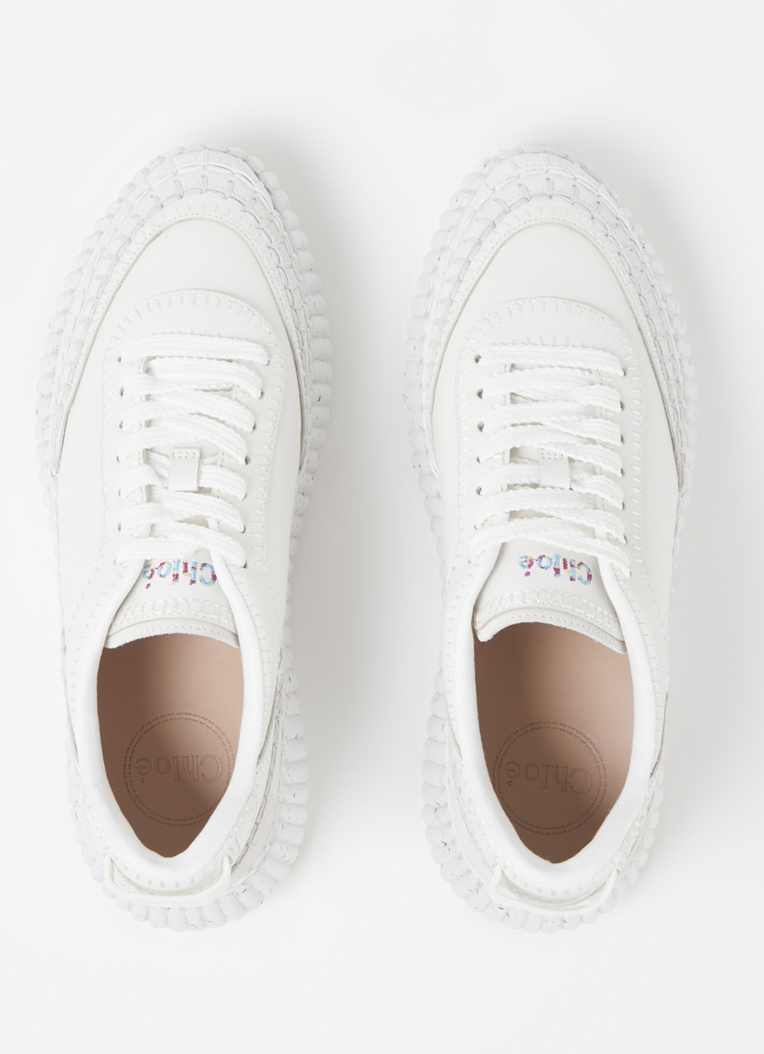 Chloé Nama sneaker van leer met suède details - detail 5 wit