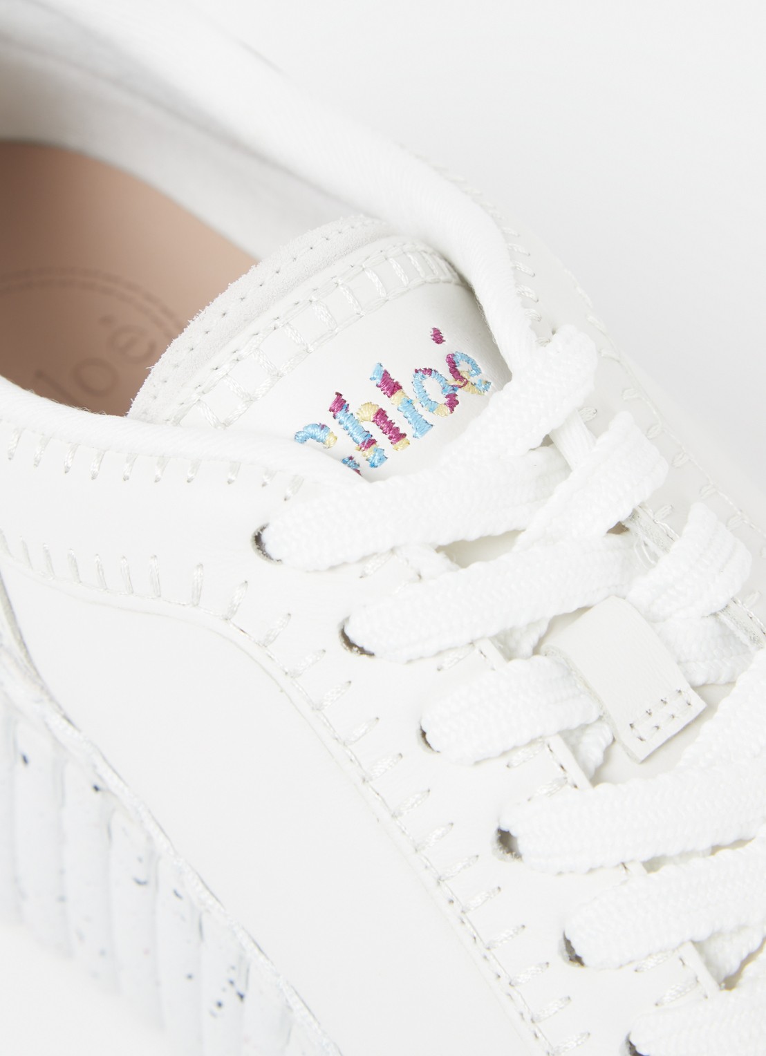 Chloé Nama sneaker van leer met suède details - detail 7 wit