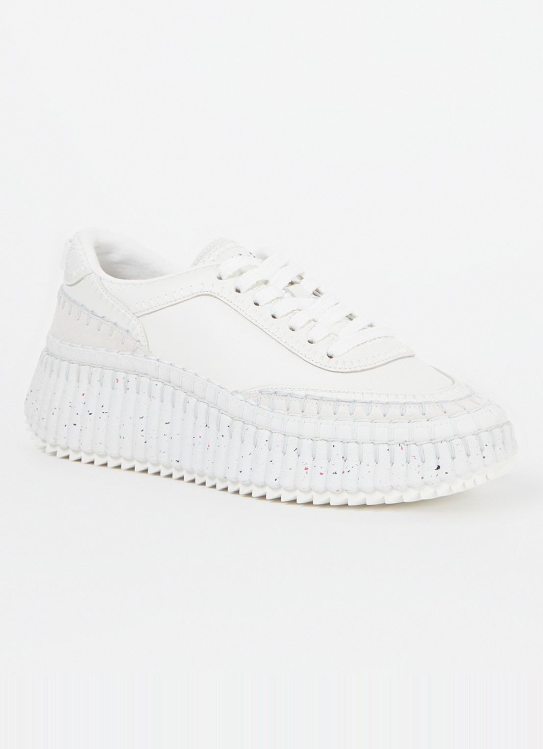 Chloé Nama sneaker van leer met suède details - voorkant wit