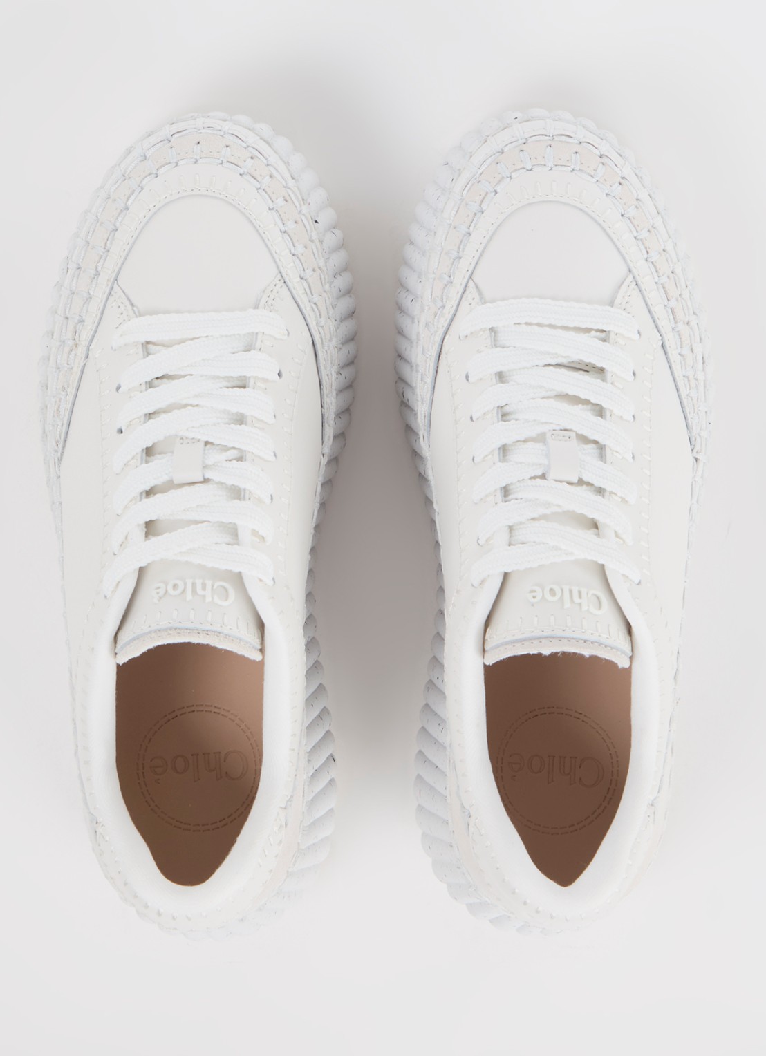 Chloé Nama sneaker van leer met suède details - detail 5 wit