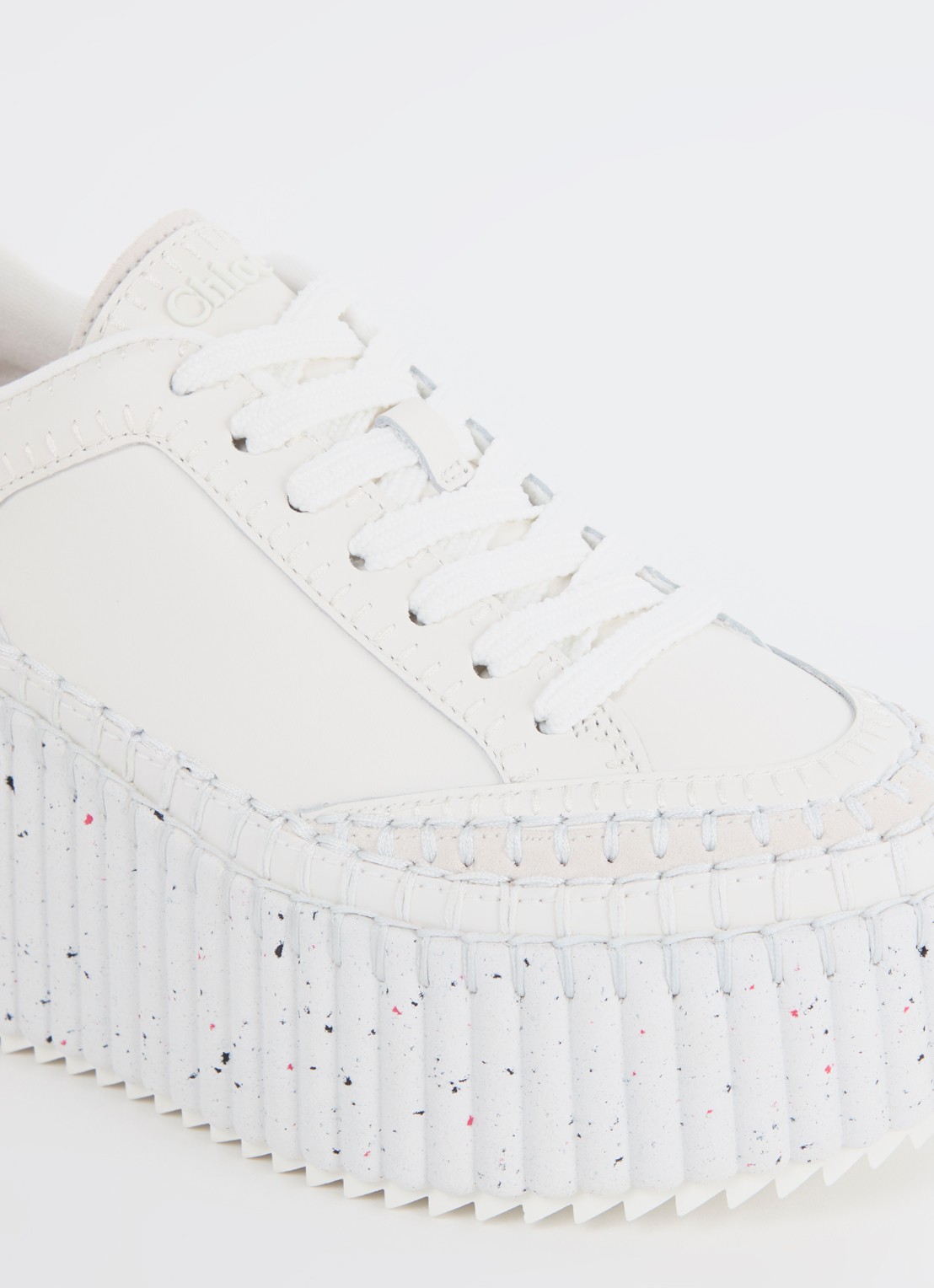 Chloé Nama sneaker van leer met suède details - detail 7 wit