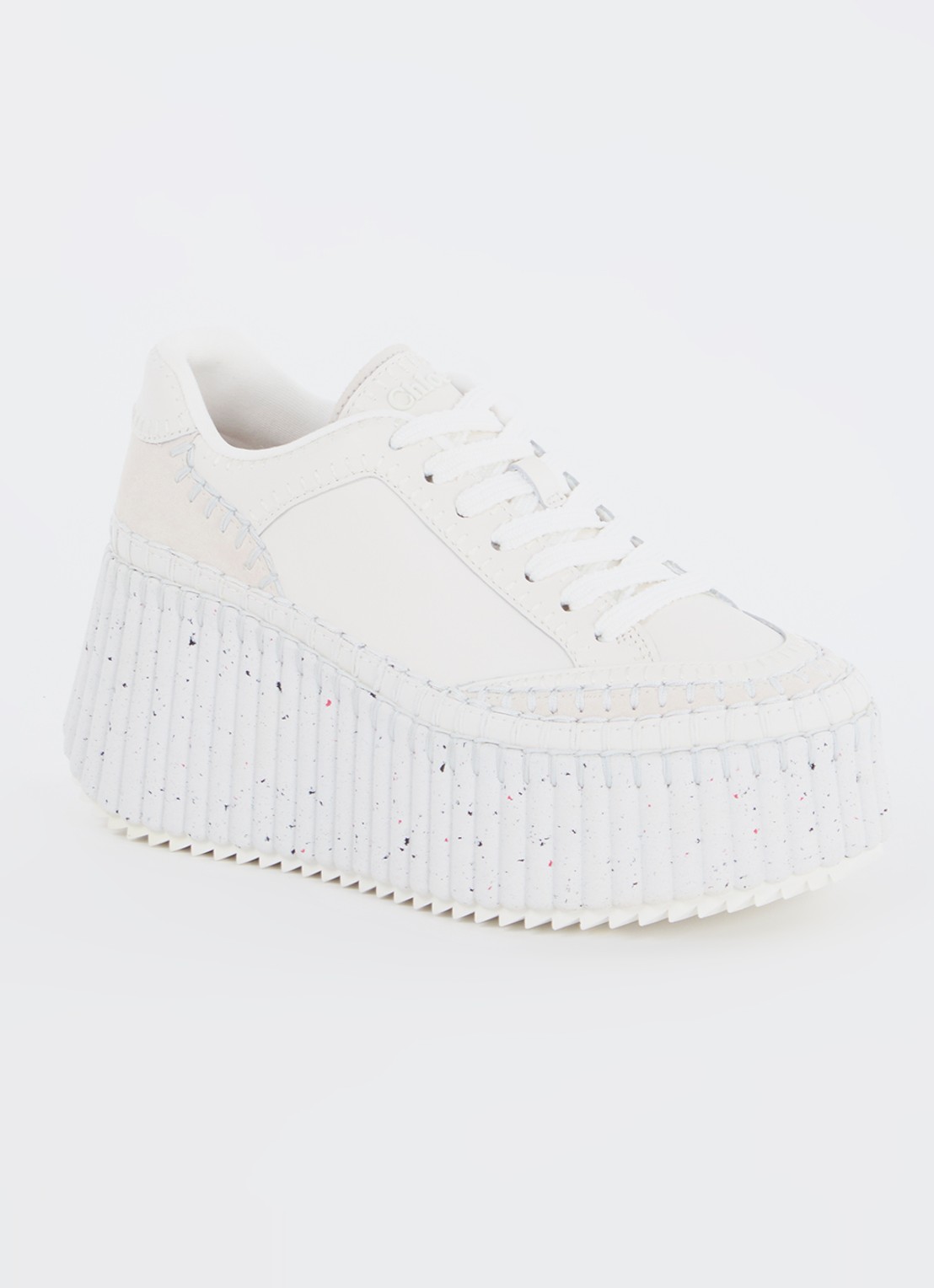 Chloé Nama sneaker van leer met suède details - voorkant 2 wit