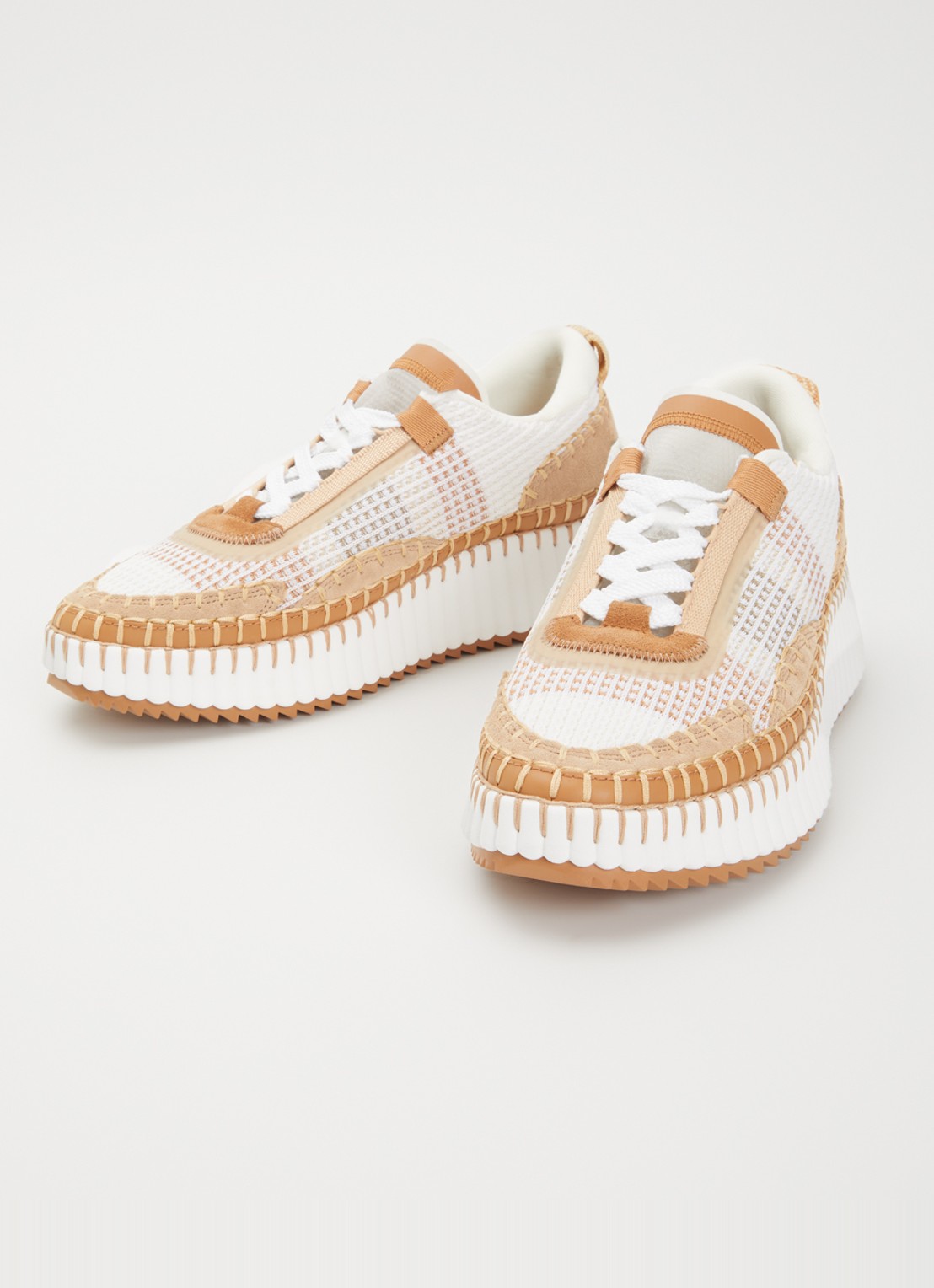 Chloé Nama sneaker van mesh met details van suède - detail 3 beige