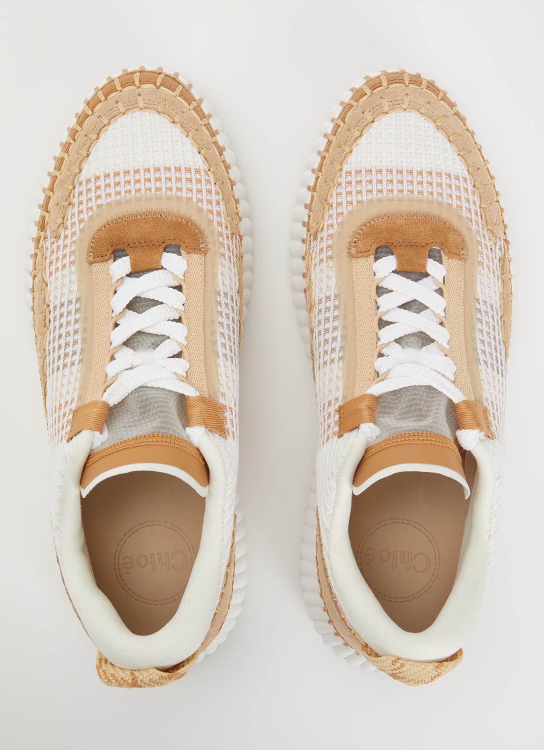 Chloé Nama sneaker van mesh met details van suède - detail 4 beige
