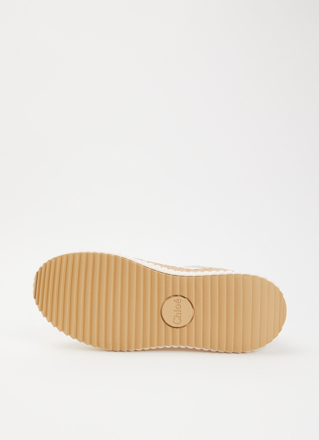 Chloé Nama Wedge sneaker van leer met details van suède - detail 4 creme