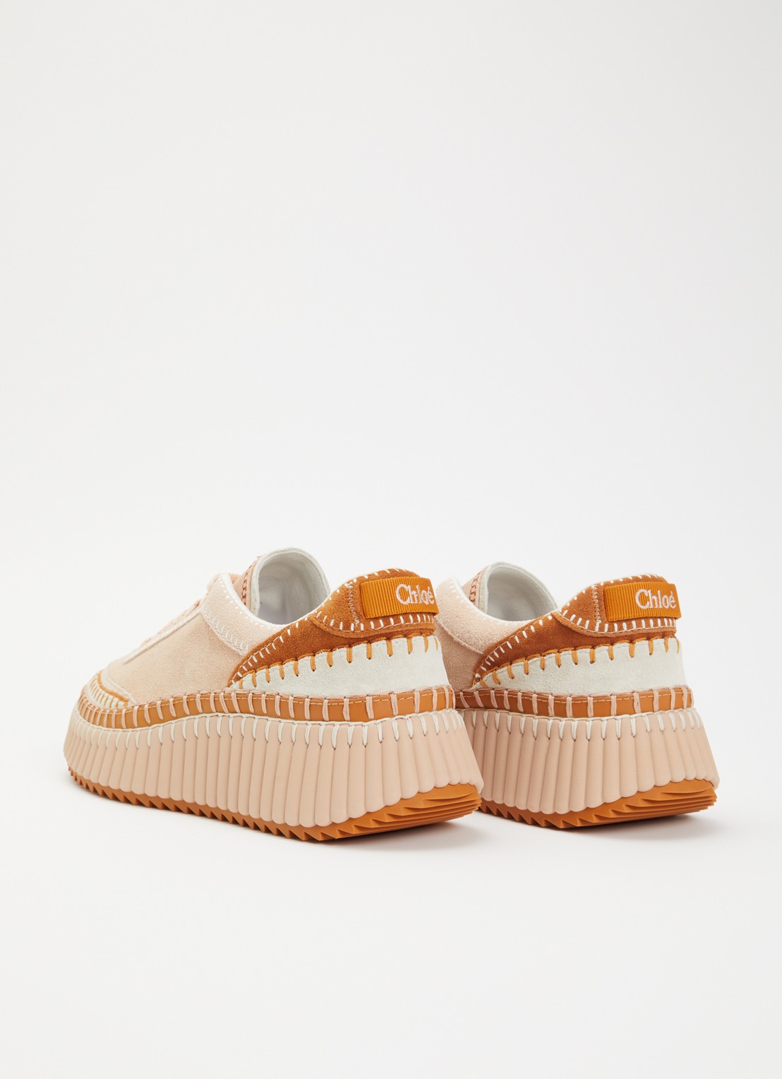 Chloé Name sneaker van suède - achterkant oudroze