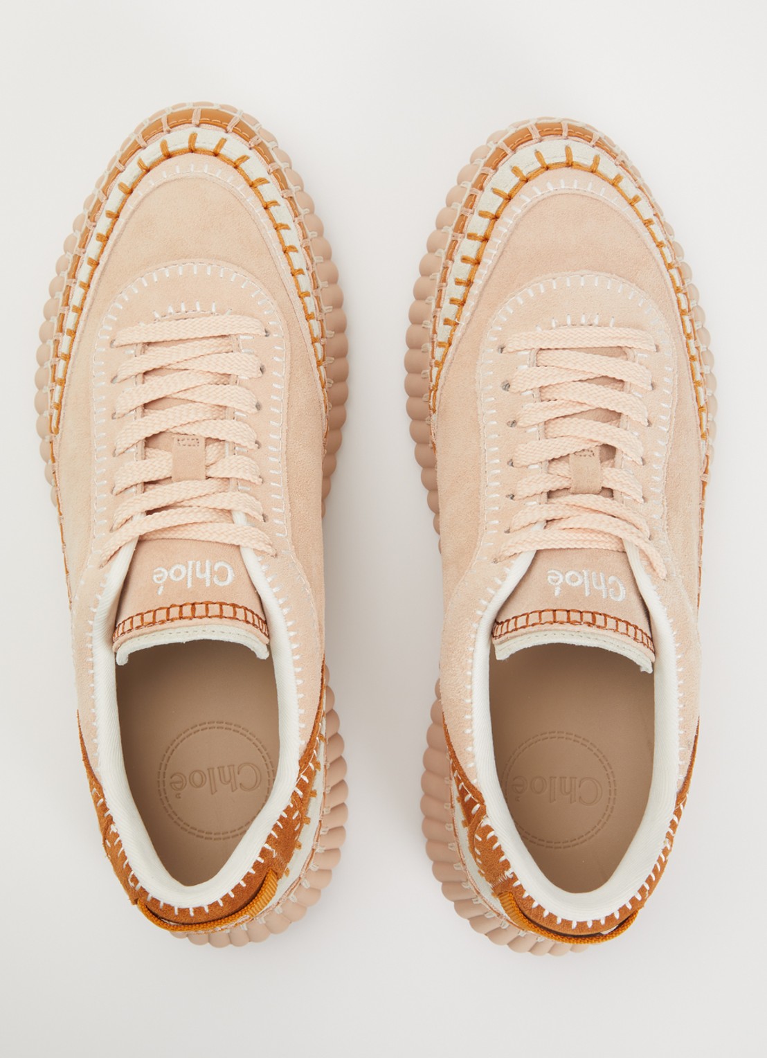Chloé Name sneaker van suède - detail 4 oudroze