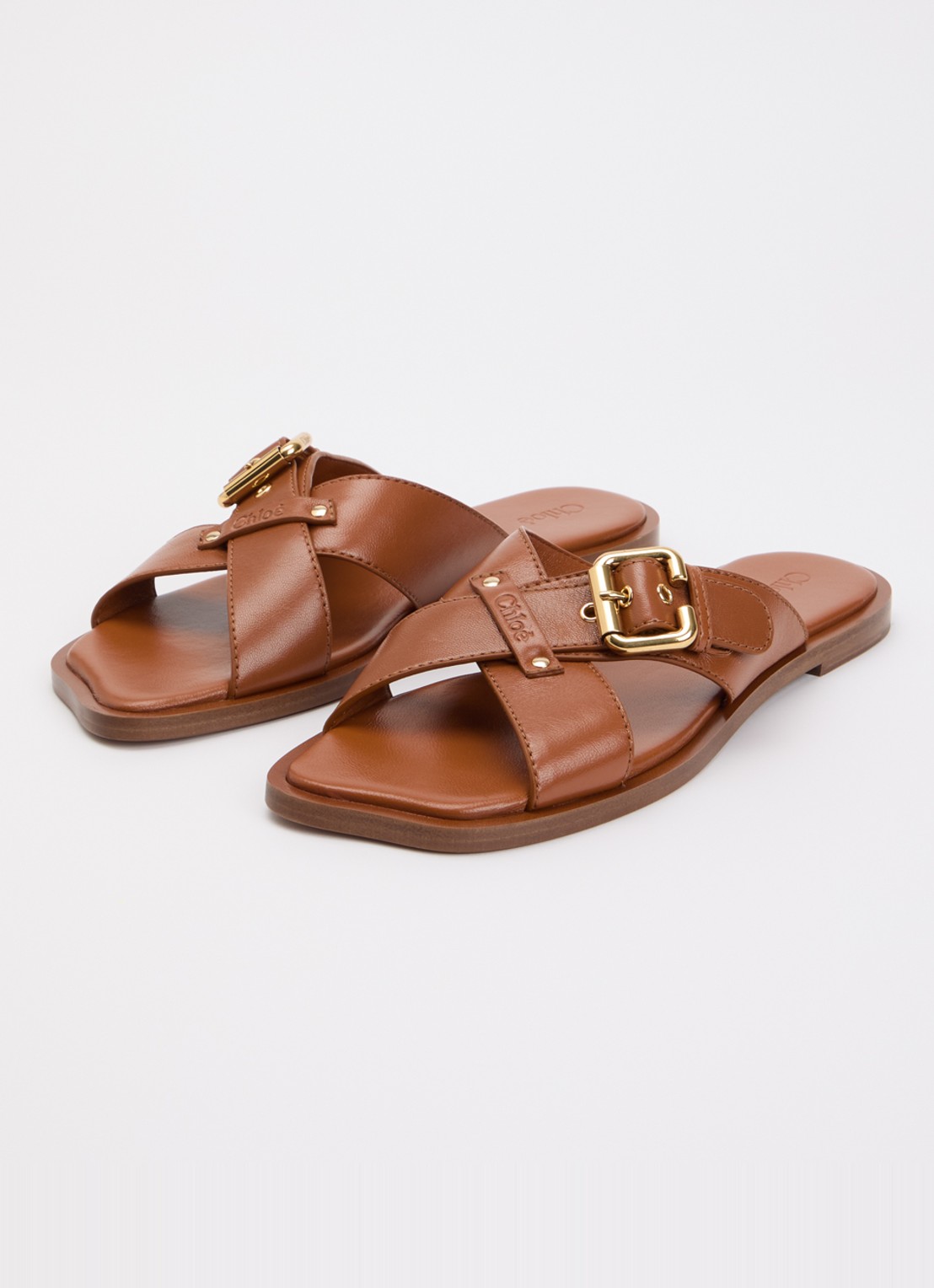 Chloé Nil slipper van leer met gesp detail - detail 3 bruin
