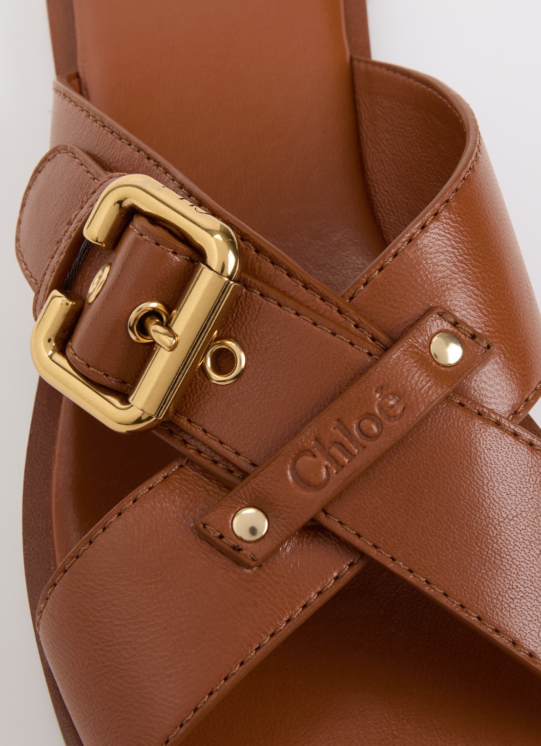 Chloé Nil slipper van leer met gesp detail - detail 6 bruin