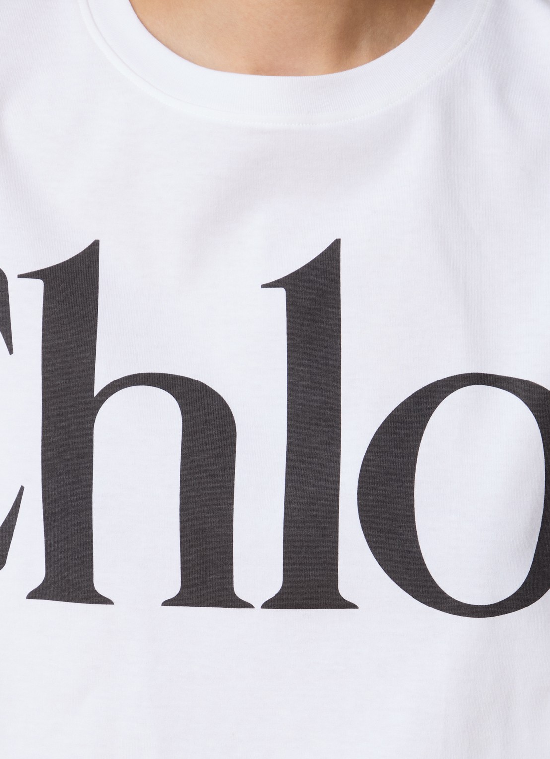 Chloé Oversized cropped T-shirt met logoprint - detail 5 wit