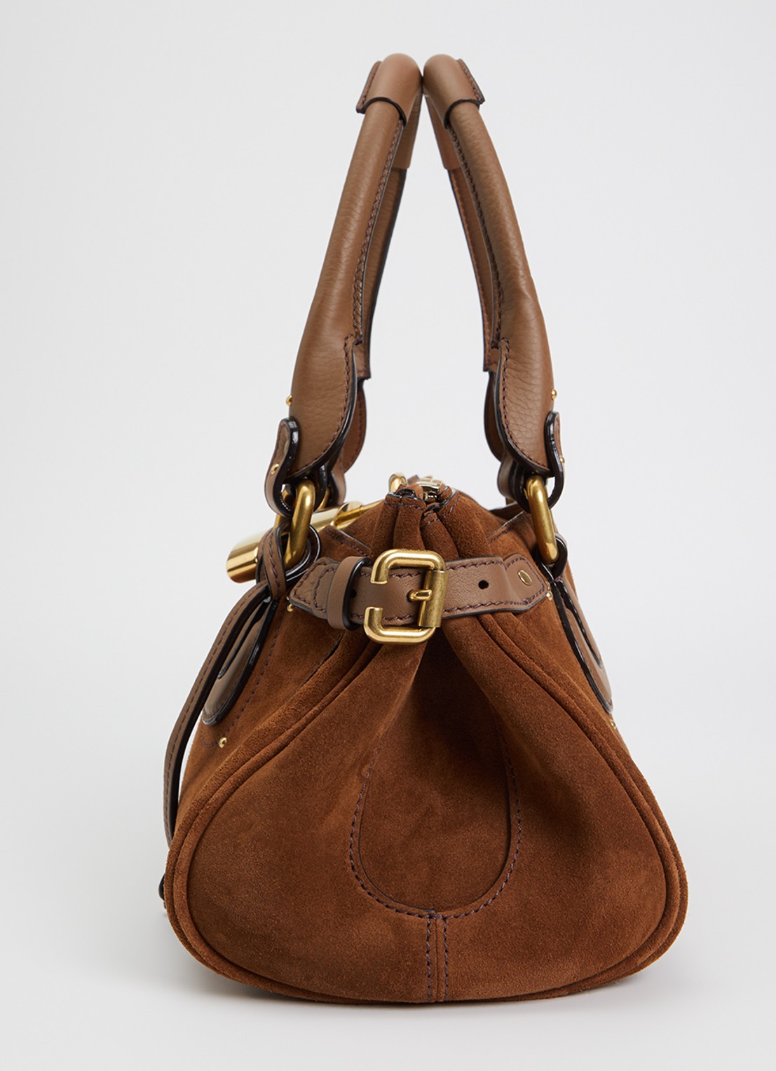 Chloé Paddington schoudertas van kalfssuède en kalfsleren details - detail 4 cognac
