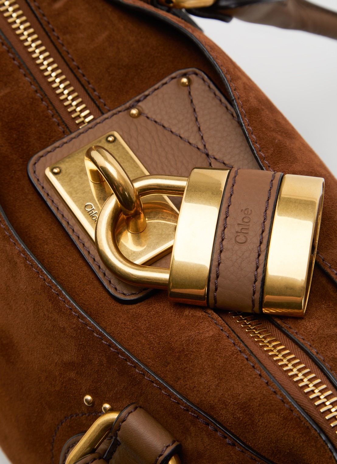 Chloé Paddington schoudertas van kalfssuède en kalfsleren details - detail 5 cognac