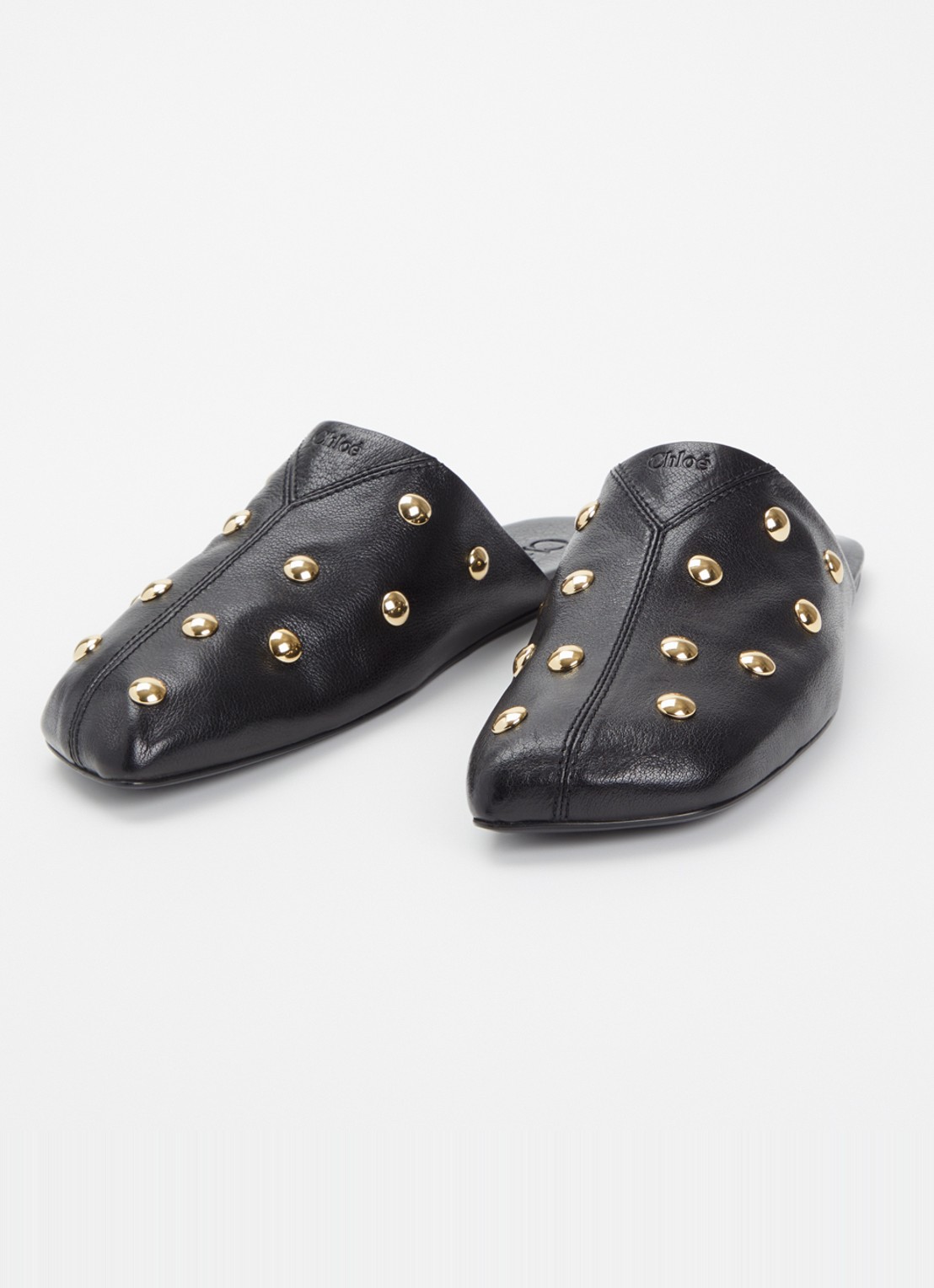 Chloé Rita muiltje van leer met studs - detail zwart