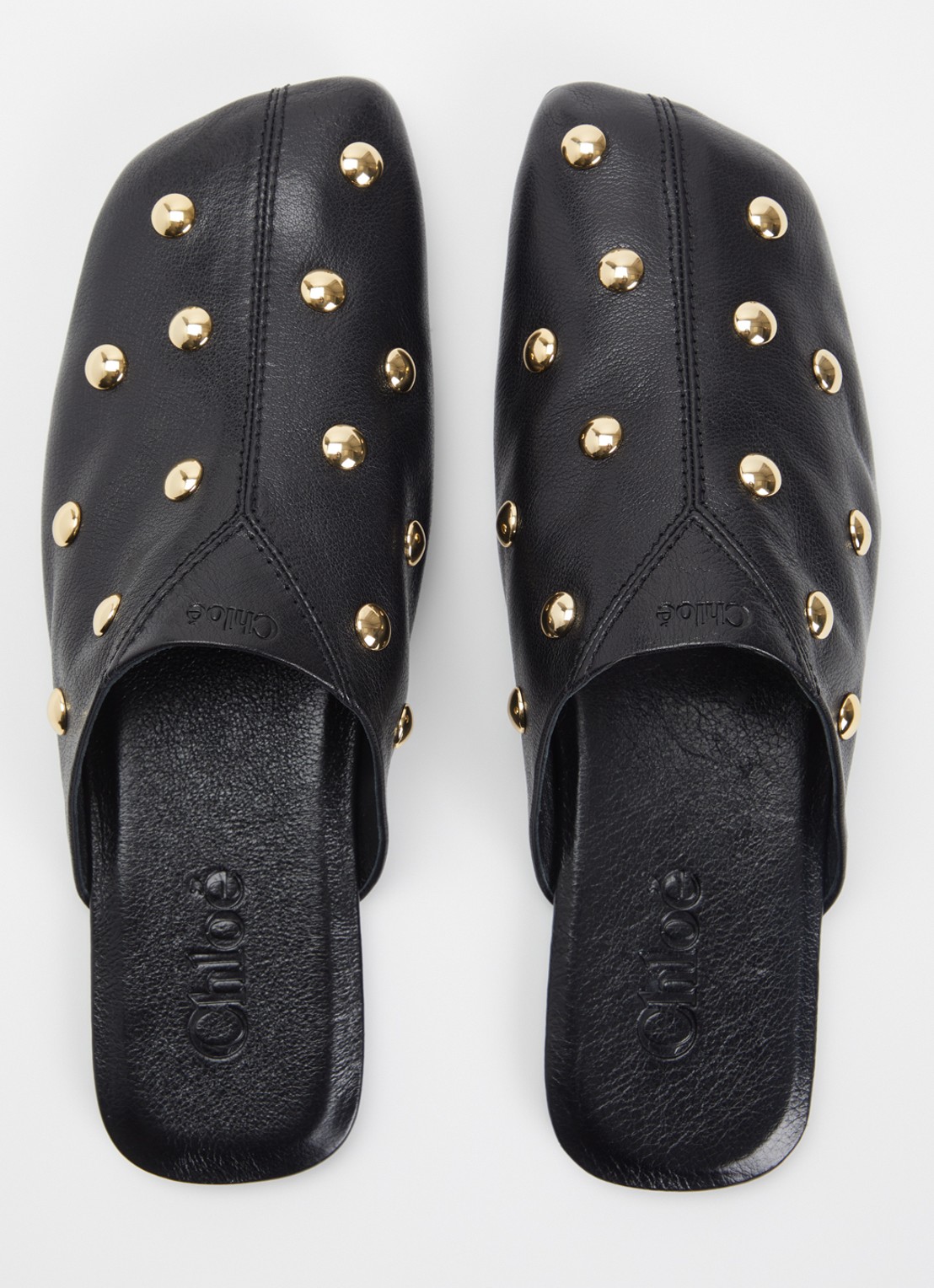 Chloé Rita muiltje van leer met studs - detail 2 zwart