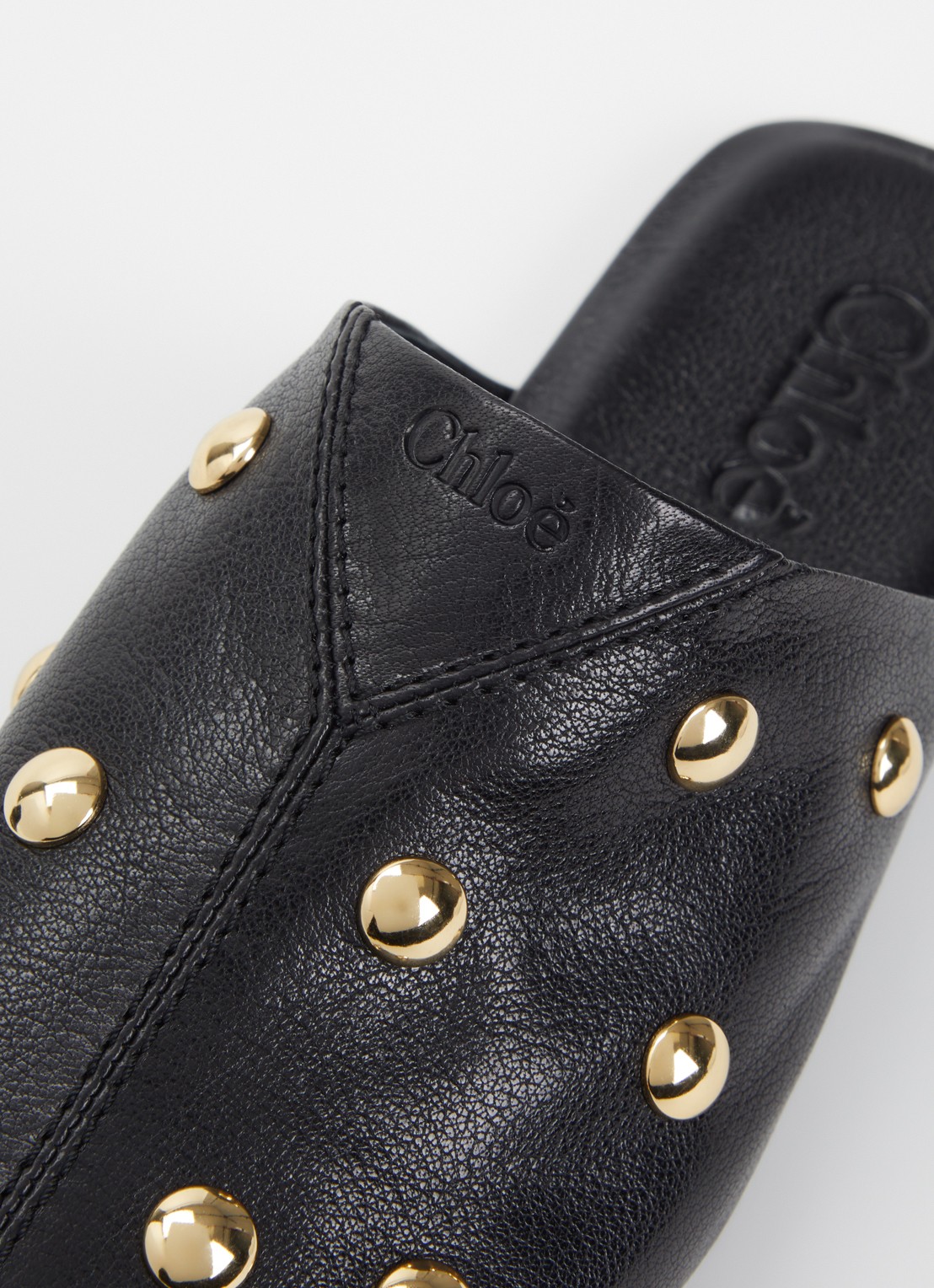 Chloé Rita muiltje van leer met studs - detail 4 zwart