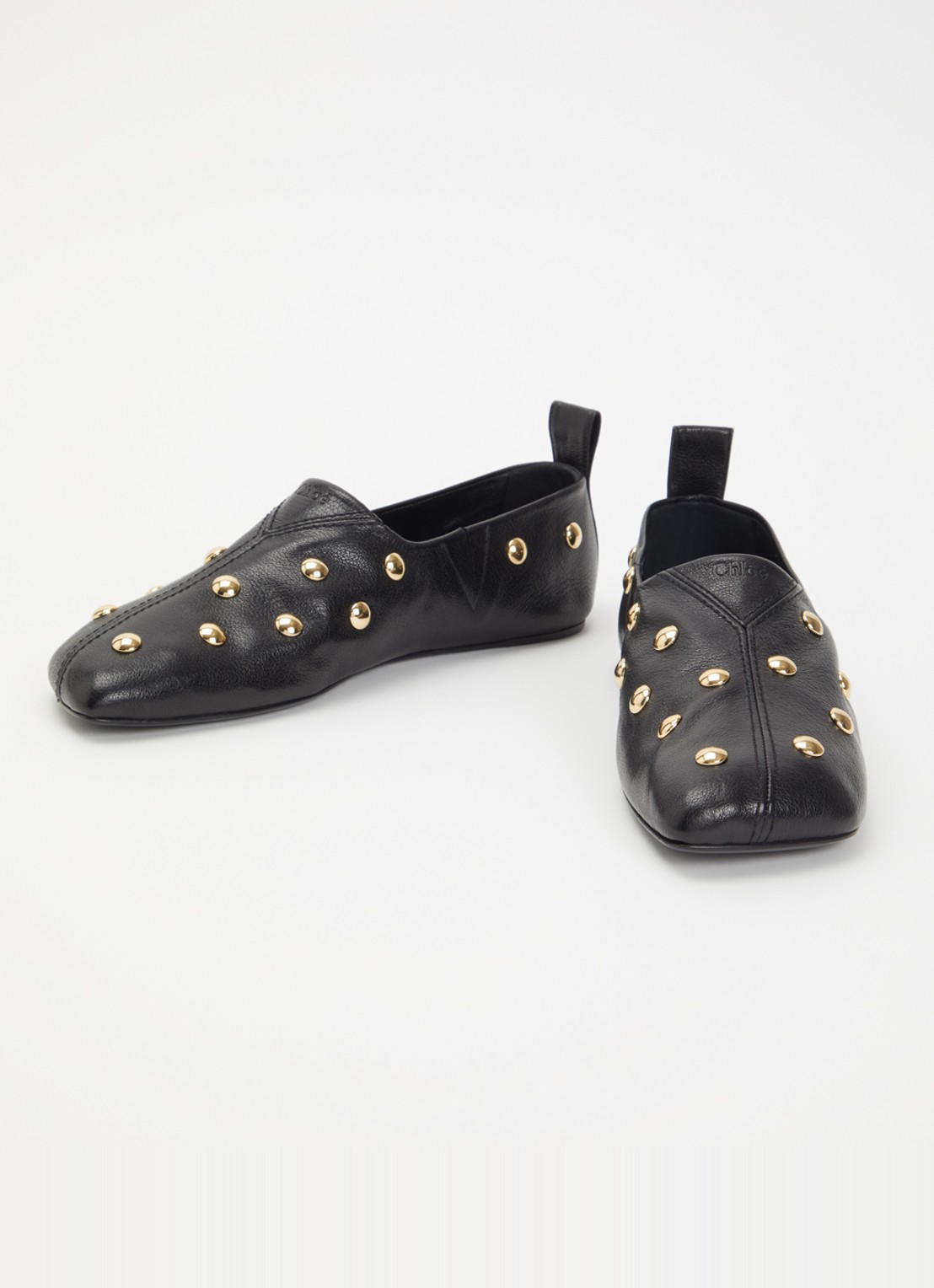 Chloé Rita slip-on van leer met studs  - detail 4 zwart